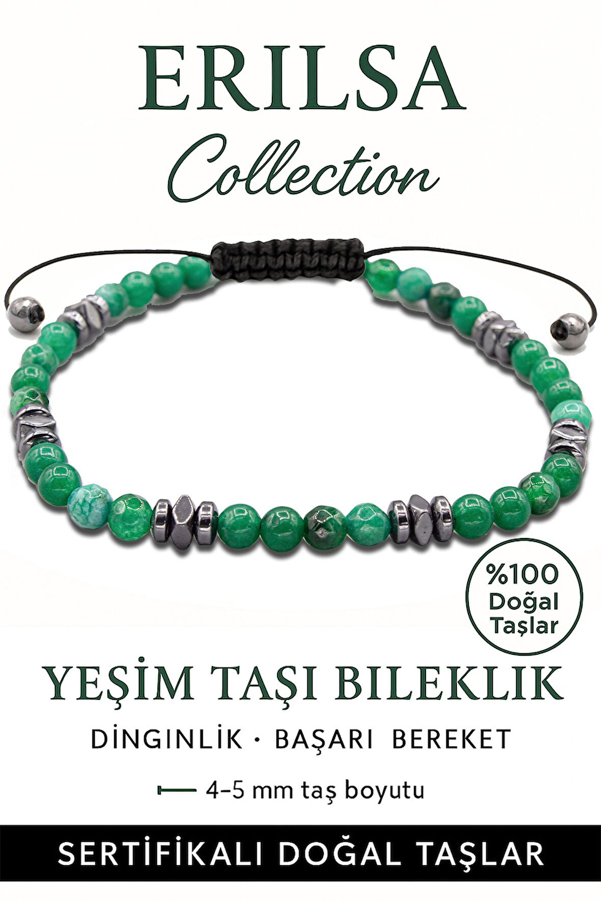 Sertifikalı Terahertz – Fasetli Yeşim Taşı Bileklik (İnce Model) – Şans, Canlılık ve Denge Taşı