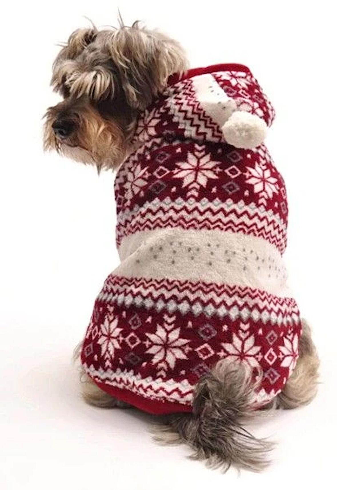 Köpek Ceket - Ponpon Polar Bordo