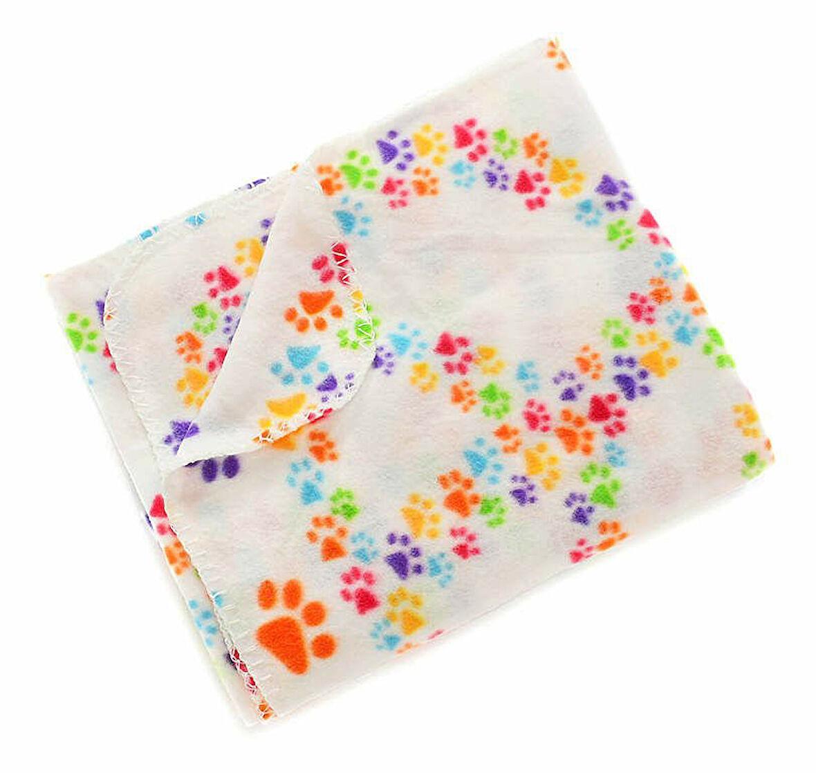 Pati Desenli Polar Kedi ve Köpek Battaniyesi Beyaz
