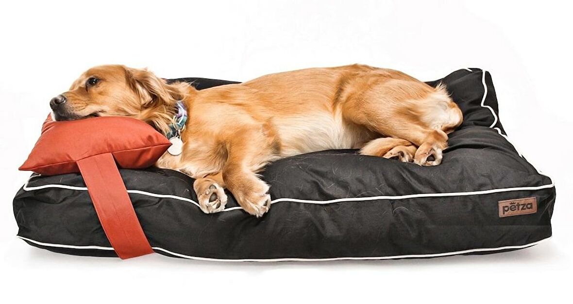 Petza Üstü Açık - Yastıklı Çift Taraflı - Fermuarlı Kiremit - Siyah Büyük - Orta Irk Köpek Yatağı