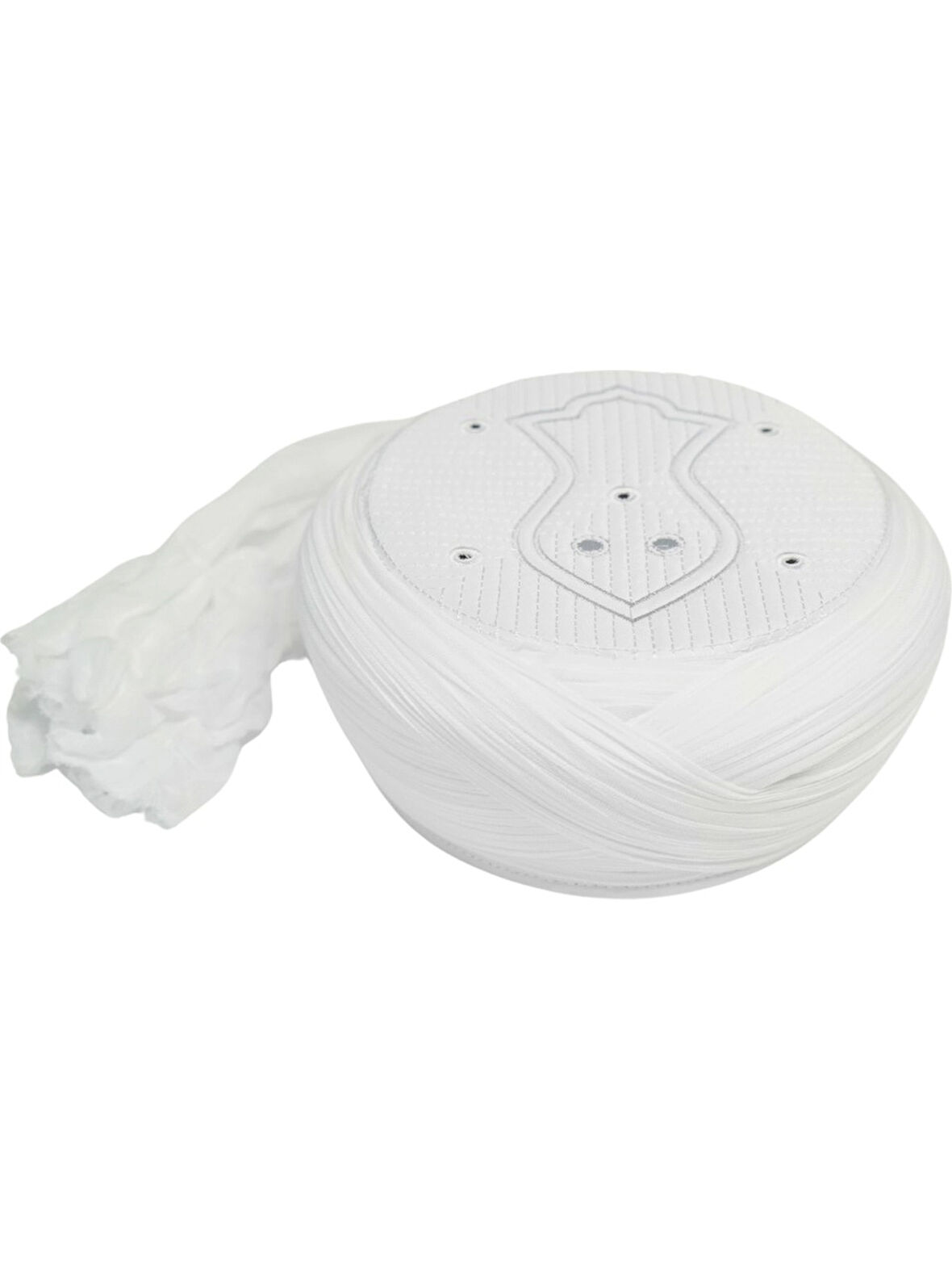 Namaz Sarığı - Beyaz Kumaş - Beyaz Takke - Çapraz Sarım - Nâli Şerif - 7 metre (Züabeli)