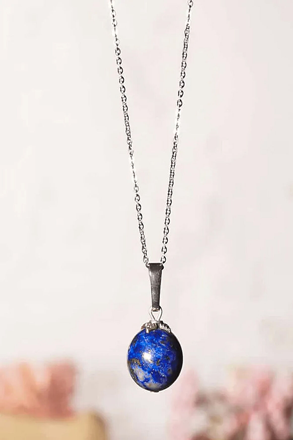 Sertifikalı 1.kalite Lapis Lazuli Taşı Kolye - Gümüş Aparatlı