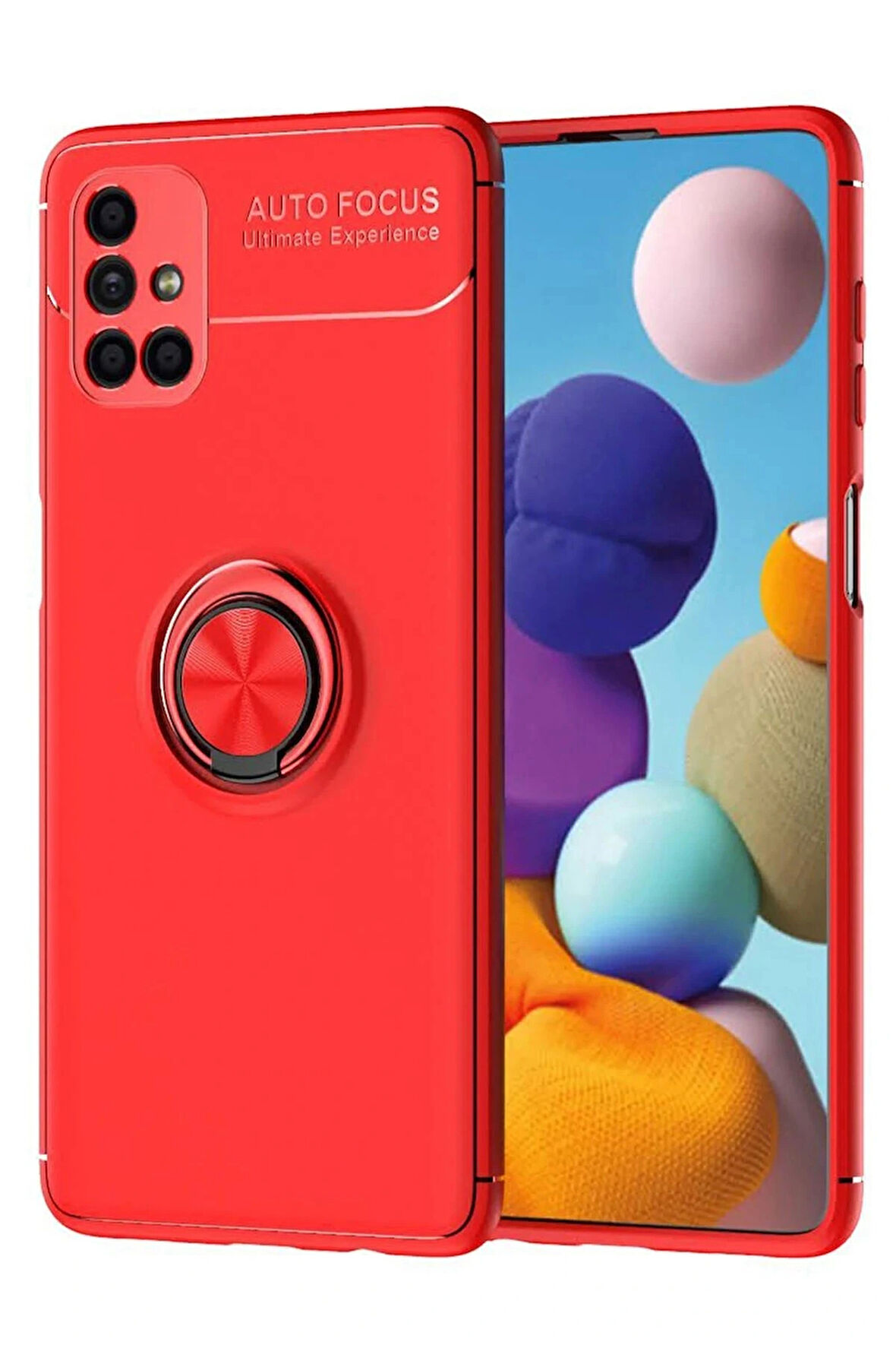 Samsung Uyumlu Galaxy M51 Kılıf Range Yüzüklü Silikon - Kırmızı
