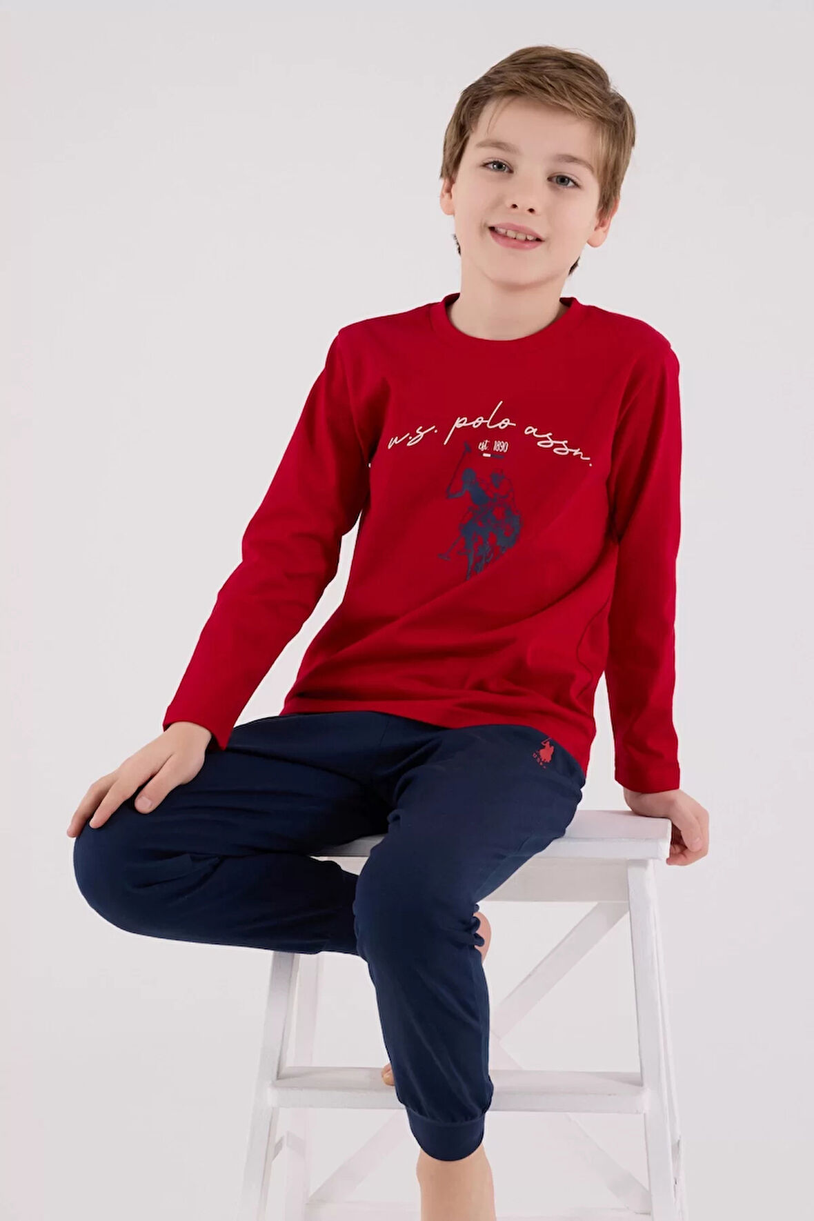 U.s. Polo Assn Uzun Kol Pijama Takım Us2233-4 Kırmızı