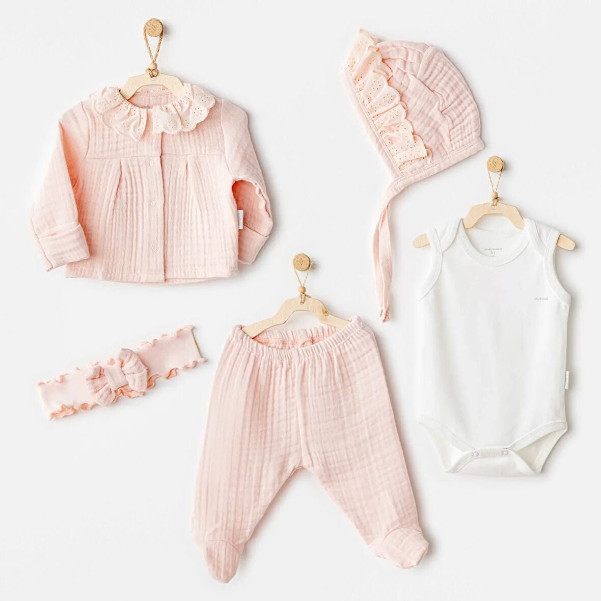 Natural Gift Müslin 5'li Hastane Çıkışı Salmon