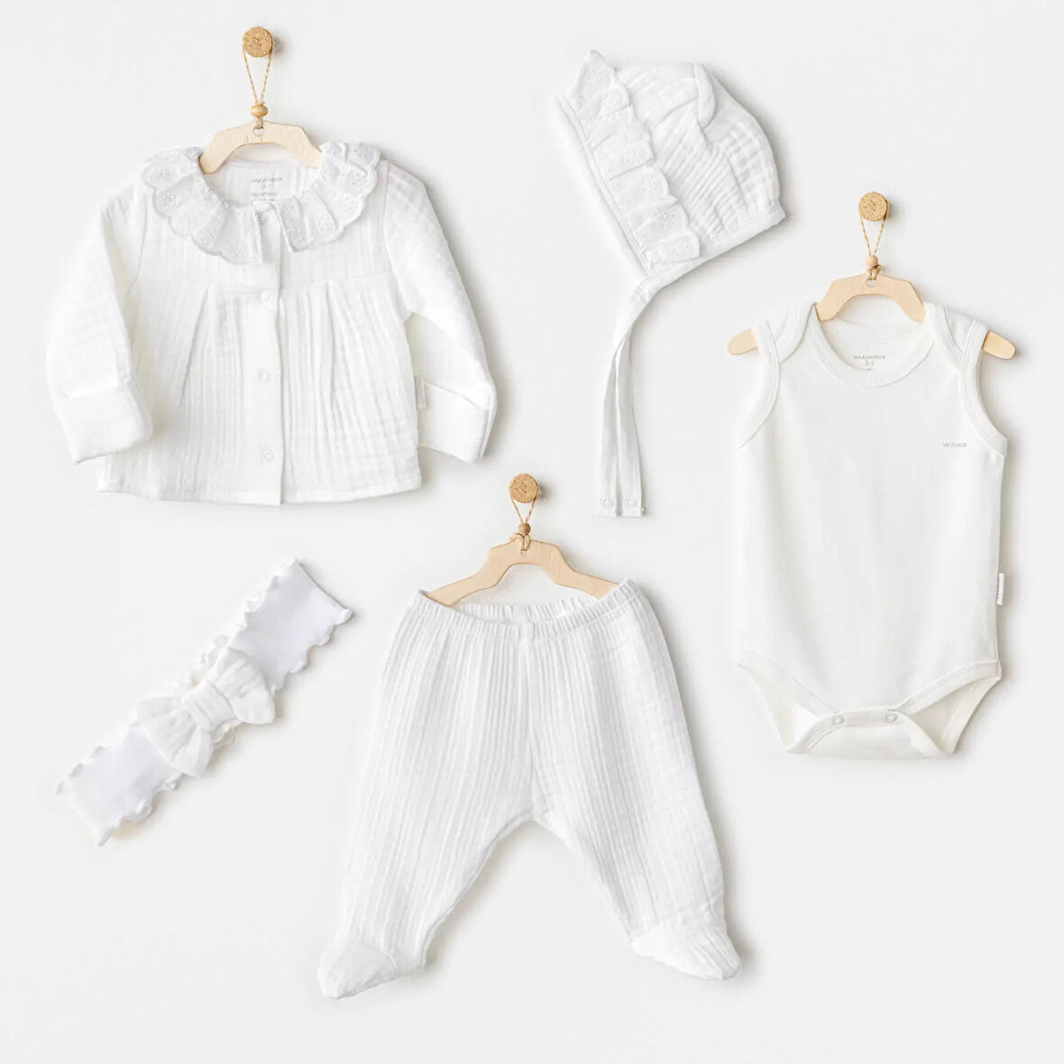 Natural Gift Müslin 5'li Hastane Çıkışı White