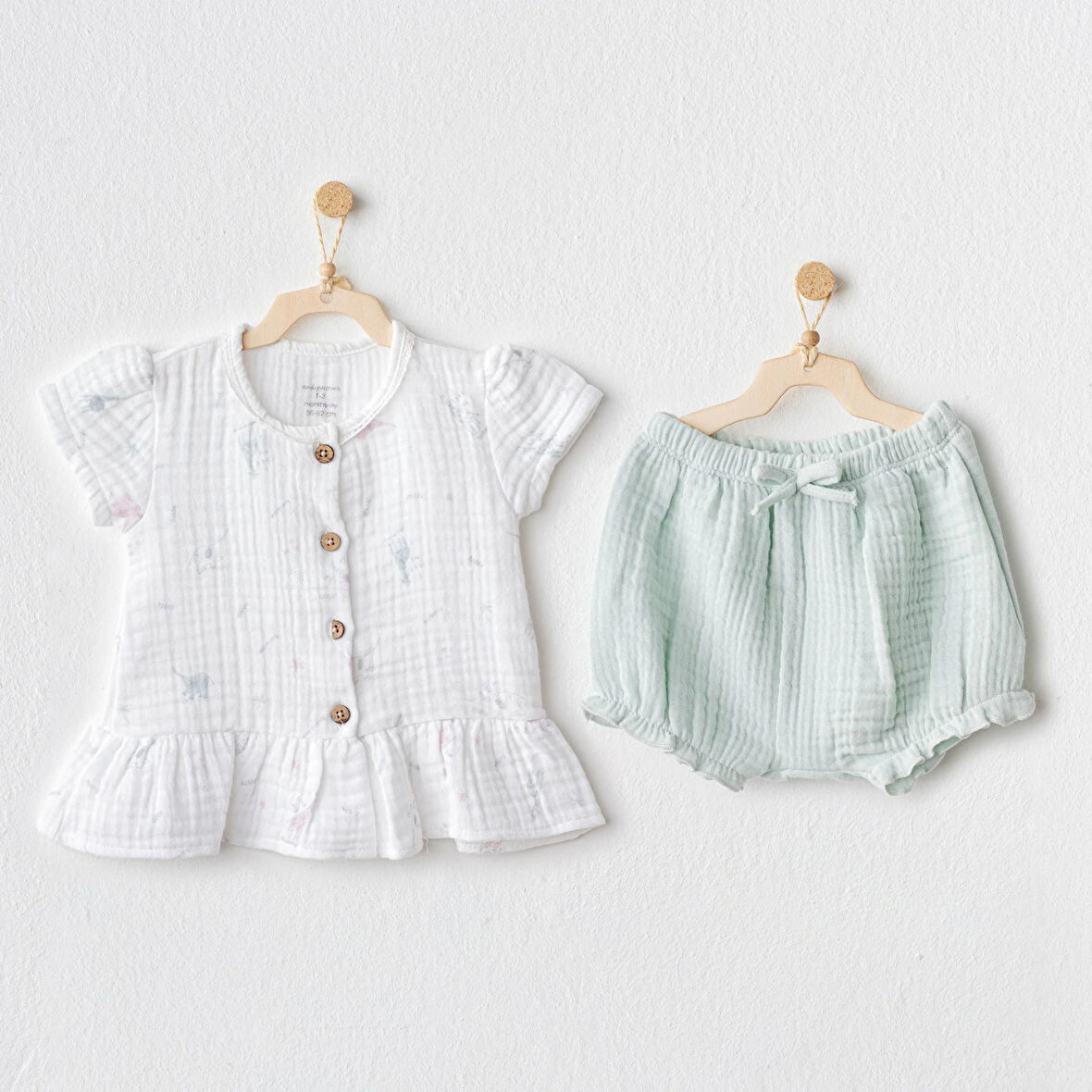 Love Family Müslin 2'li Zıbın Set Mint