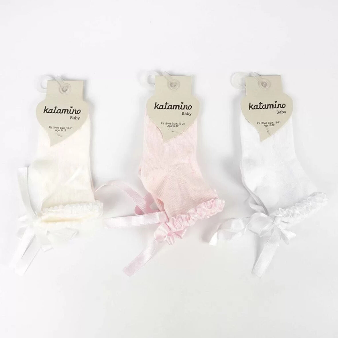 Oben Aks Kız Bebek Soket Çorap K48019 Asorti