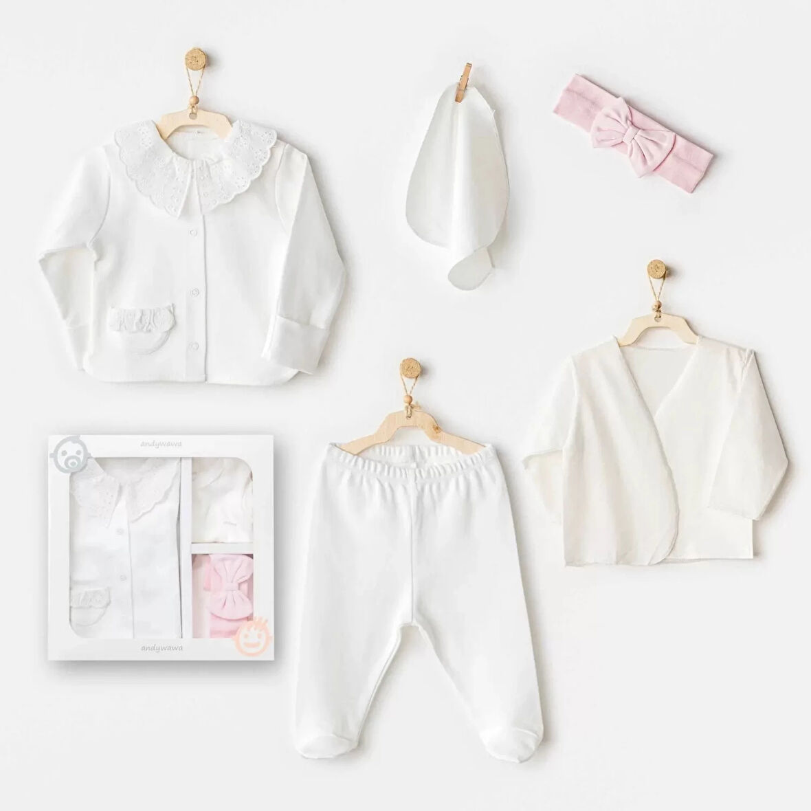 Cuddly Bunny Bear 5'li Hastane Çıkışı Ecru Pink