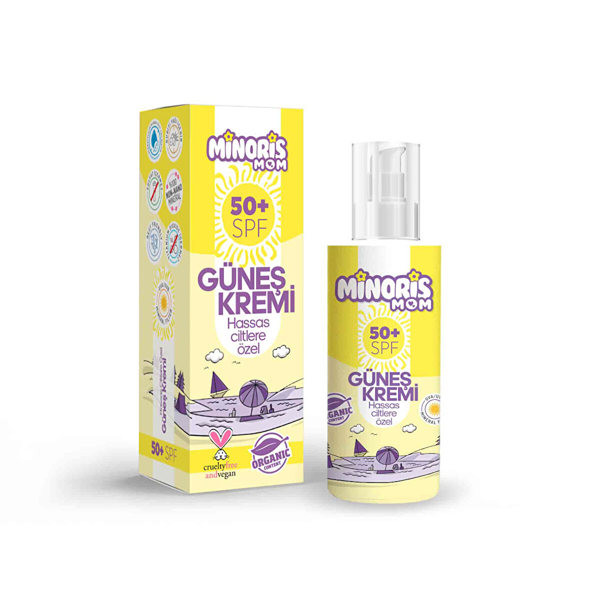 Minoris Mom Organik Hassas Ciltler İçin Güneş Kremi 50SPF 150 ml