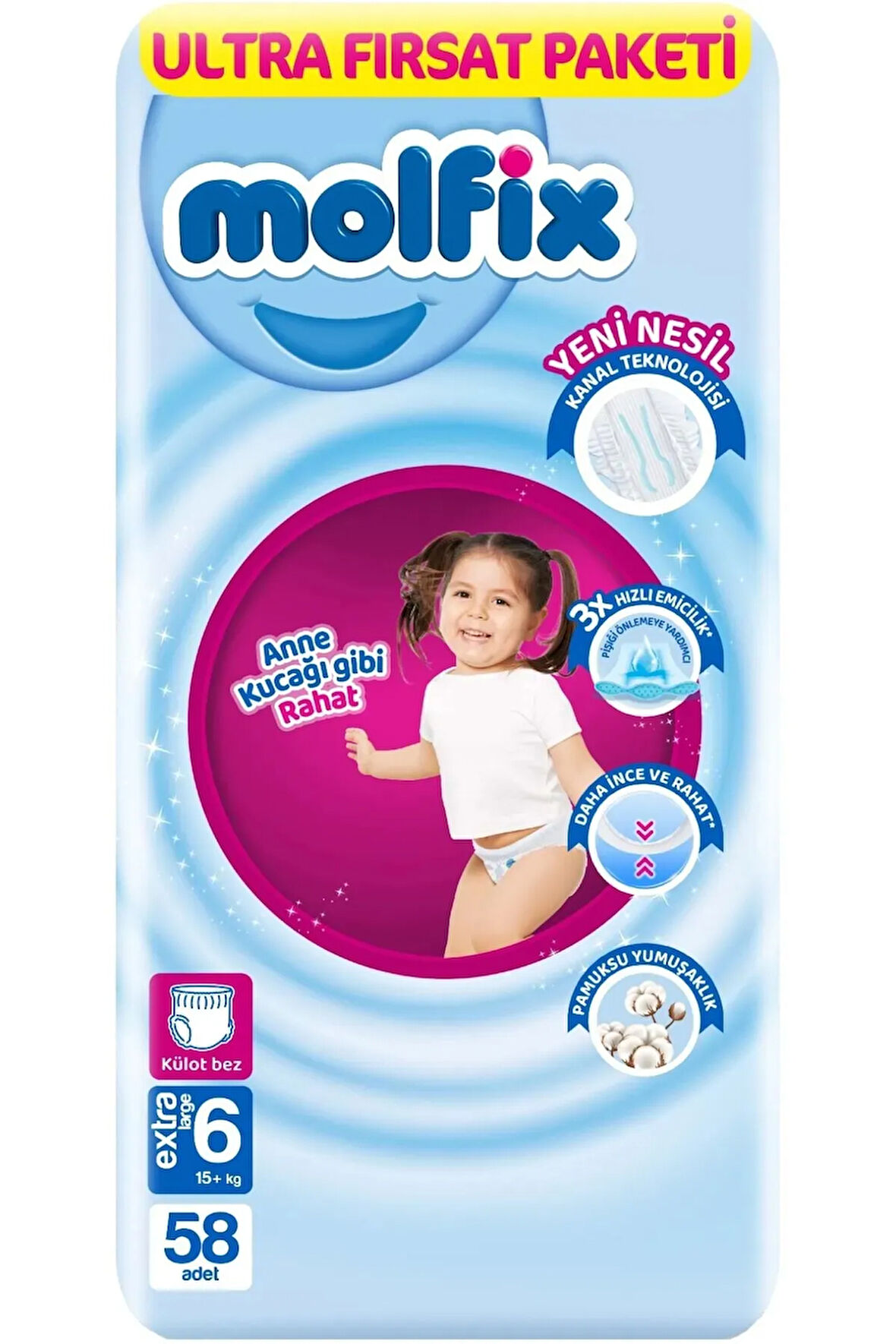 Molfix Külot Bez Ultra Fırsat Paketi 6 Beden 15+ Kg 58 Adet