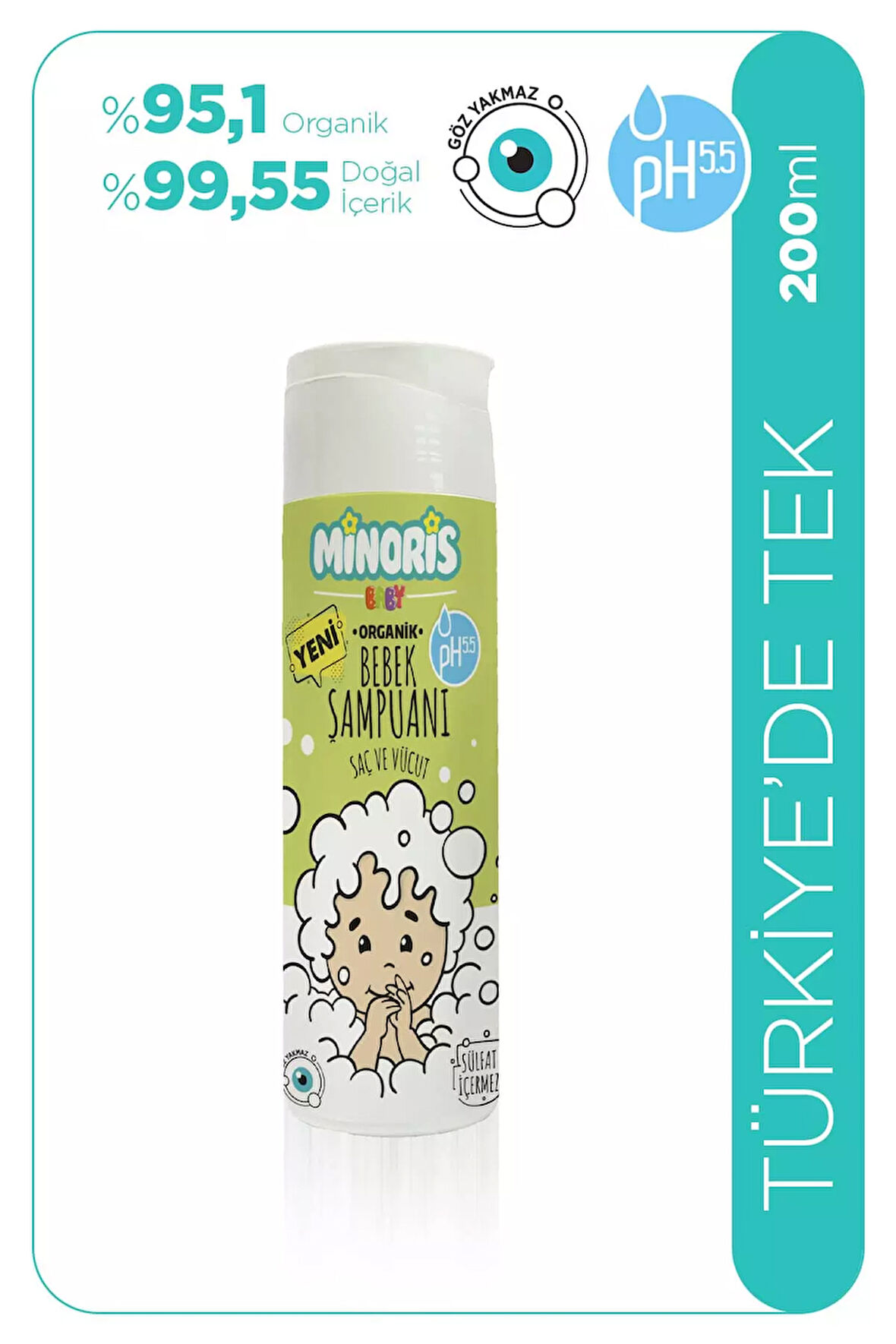 Minoris Baby Organik Bebek Saç ve Vücut Şampuanı 200 ml