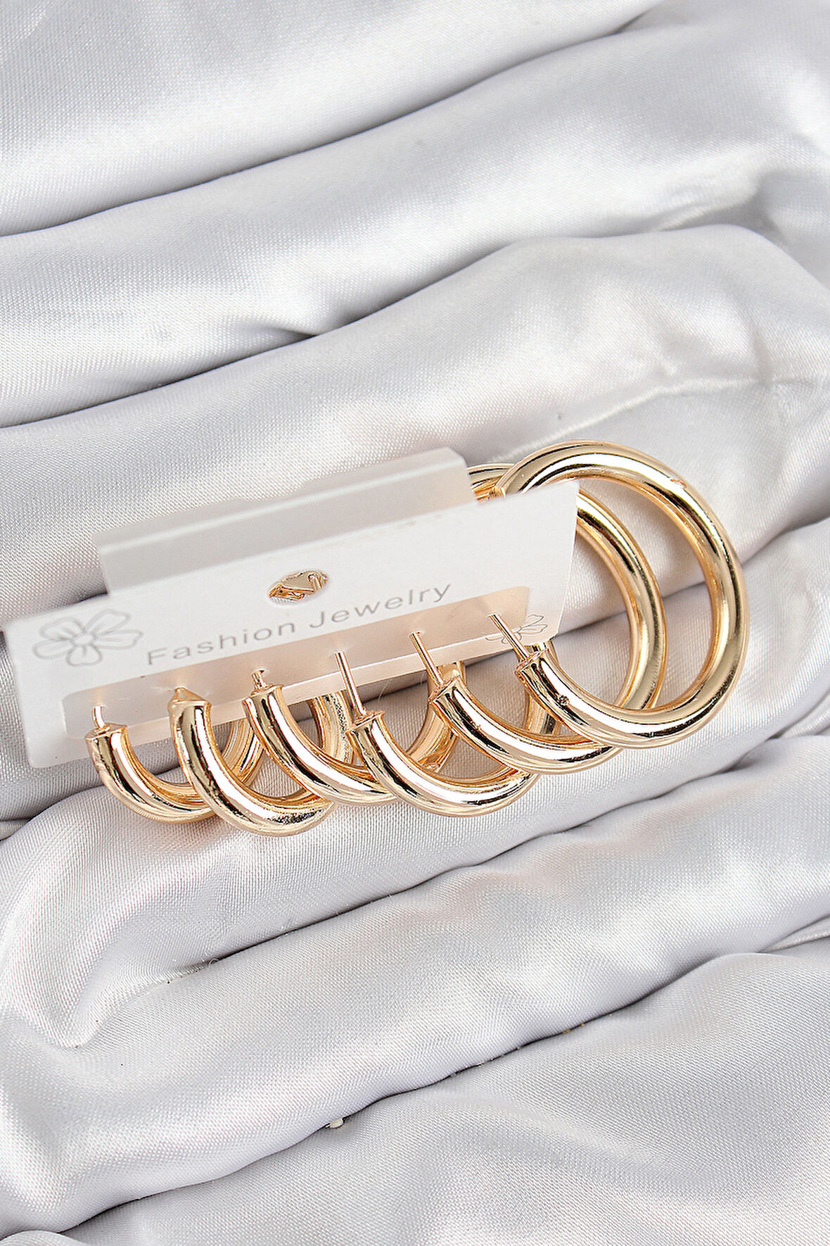 Pirinç Halka Model Gold Renk Kadın Set Küpe - TJ-BKP11057