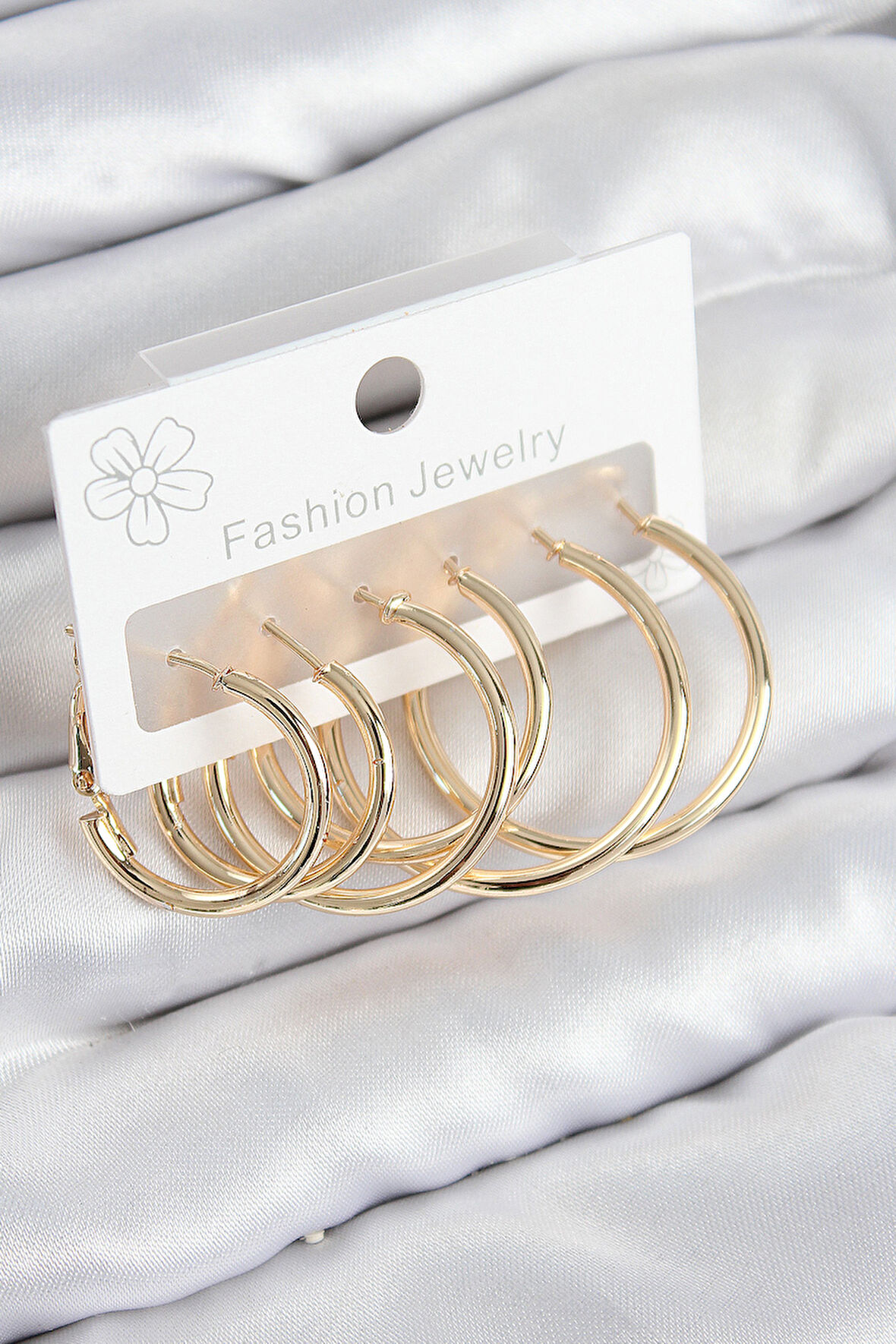Pirinç Halka Model Gold Renk Kadın Set Küpe - TJ-BKP11045