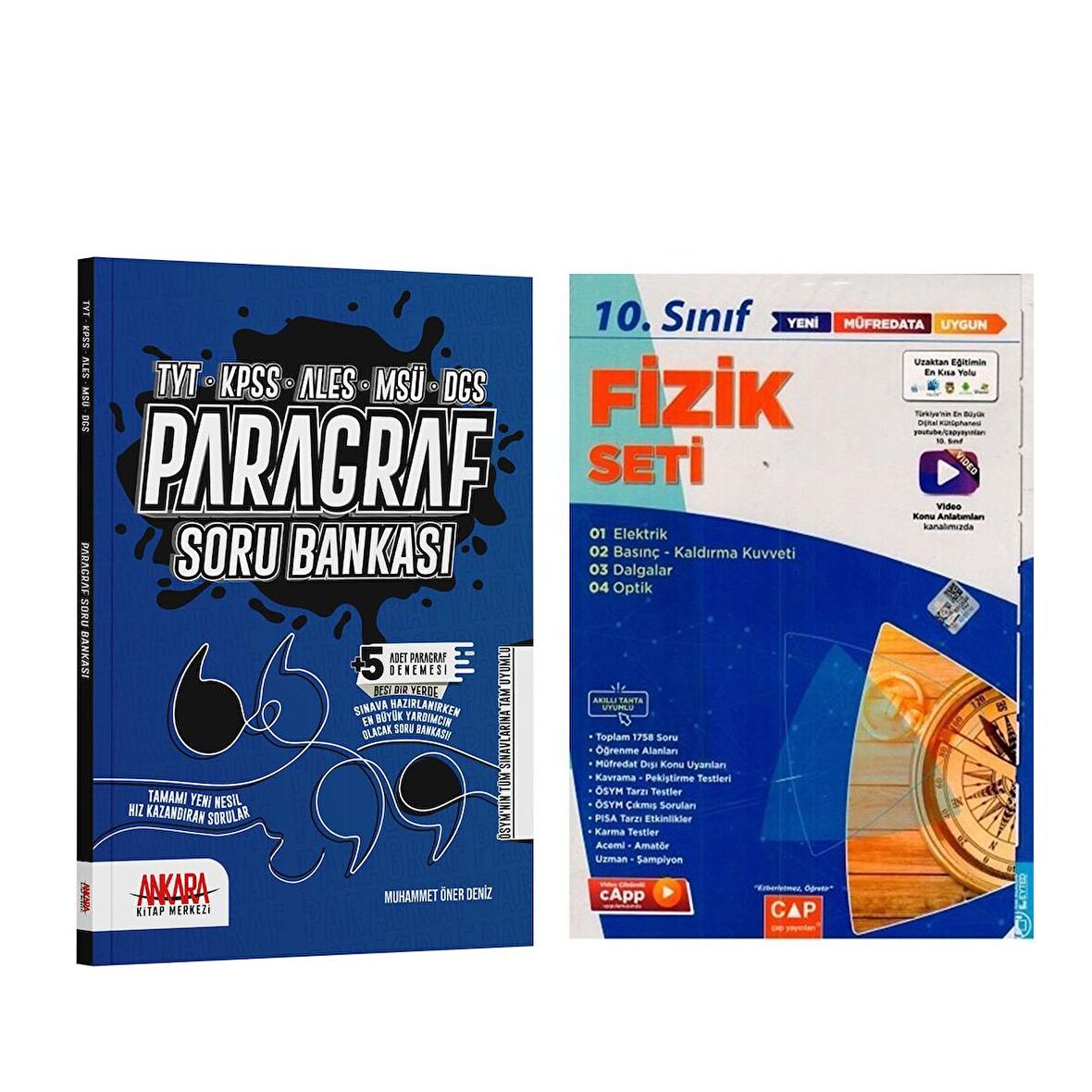 Çap Yayınları 10.Sınıf Anadolu Lisesi Fizik Seti ve AKM Paragraf Soru Bankası Seti 2 Kitap