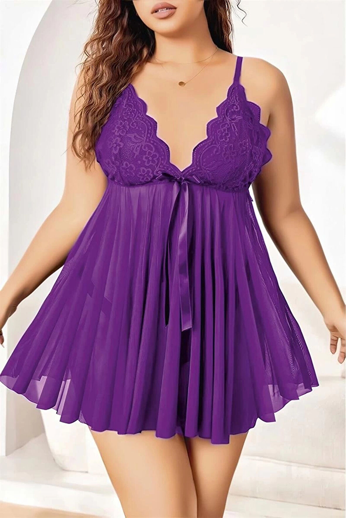 Giyim Kadın Büyük Beden Fantezi Gecelik Mor