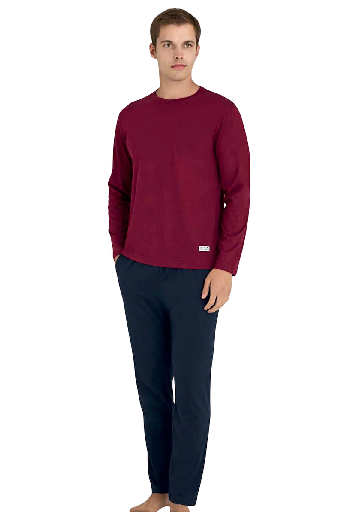 9109-kly 0 Yaka Battal Pijama Takımı Kly O Yaka Battal Erkek Pijaması % 100 Pamuk --9109