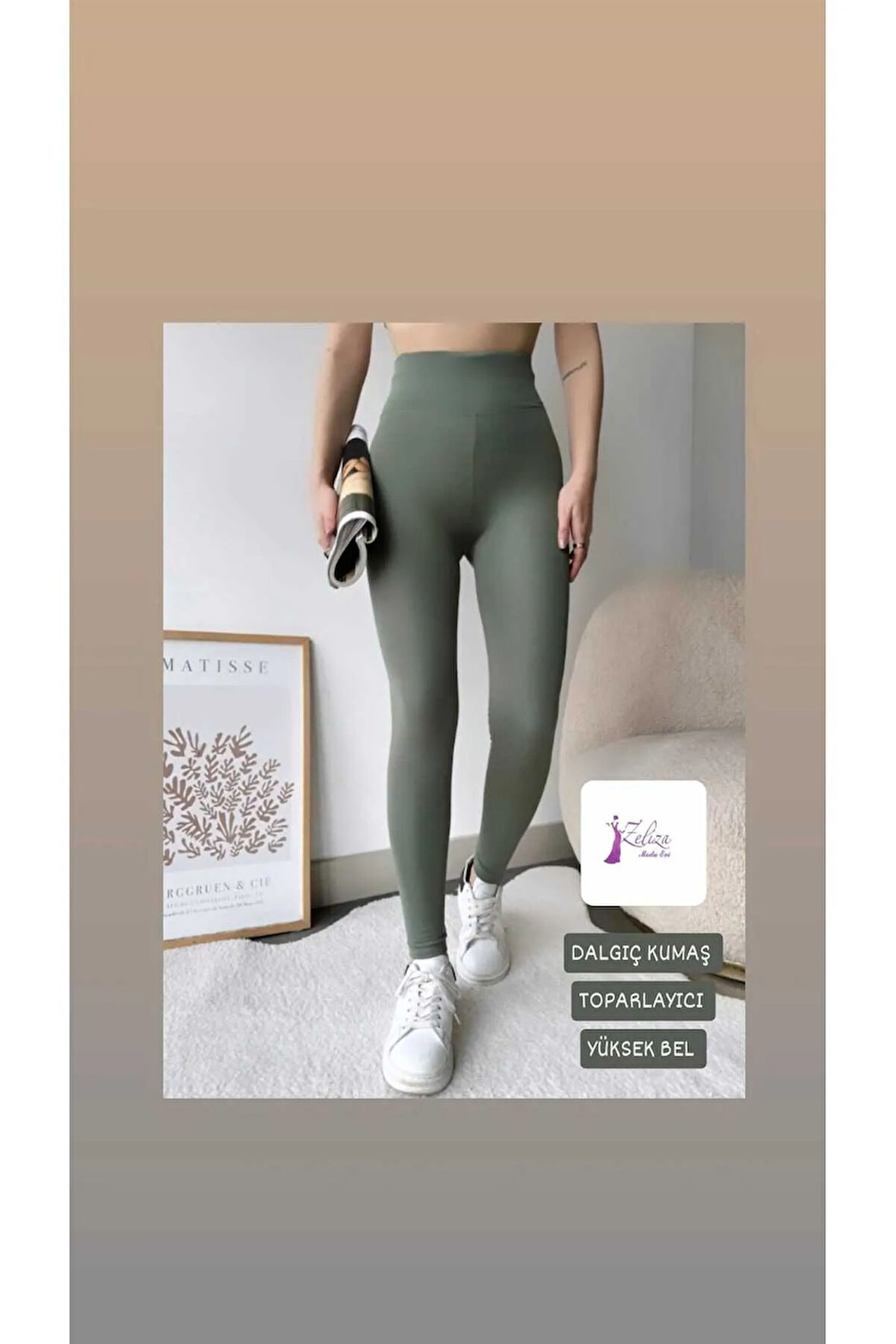 Kadın Tayt Şardonsuz Dalgıç Kumaş Yüksek Bel Toparlayıcı İç Göstermez Dar Kalıp Tayt