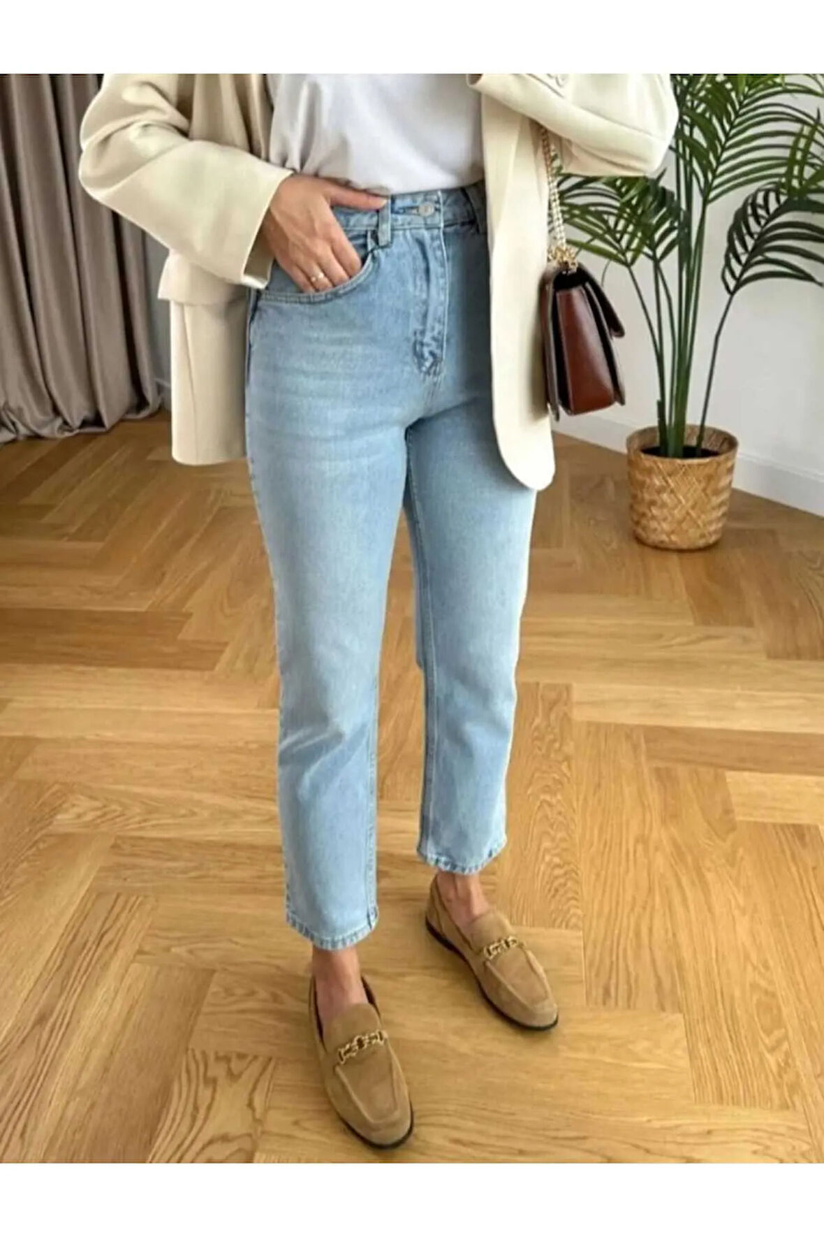 Yüksek Bel Mom Jean Kadın Kot Pantolon