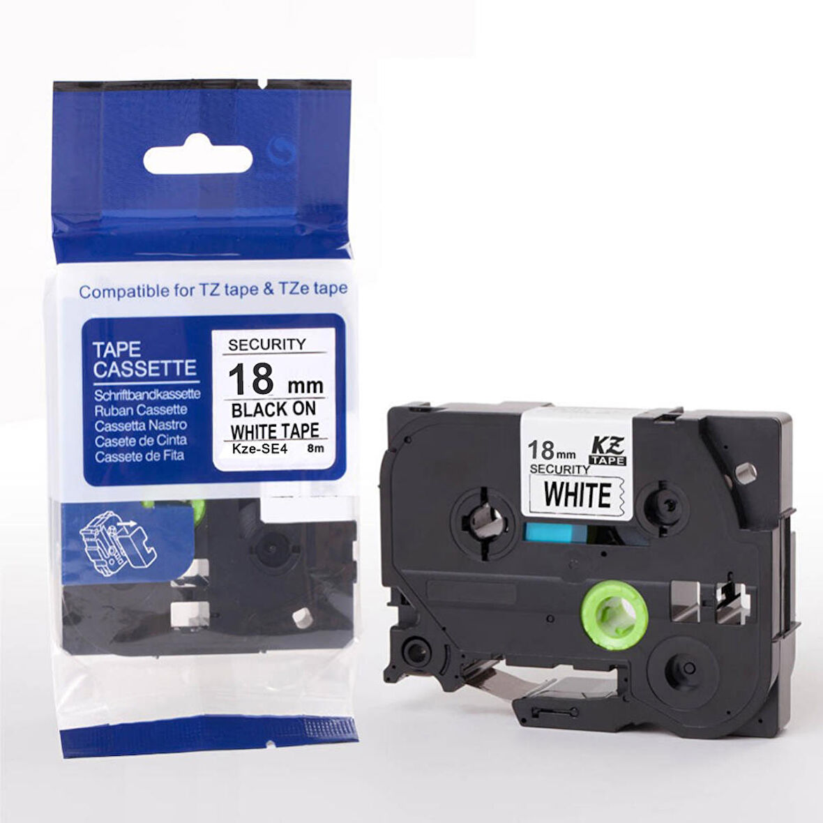 Brother TZe-SE4 18mm Laminasyonlu Laminasyonlu Güvenlik Etiketi