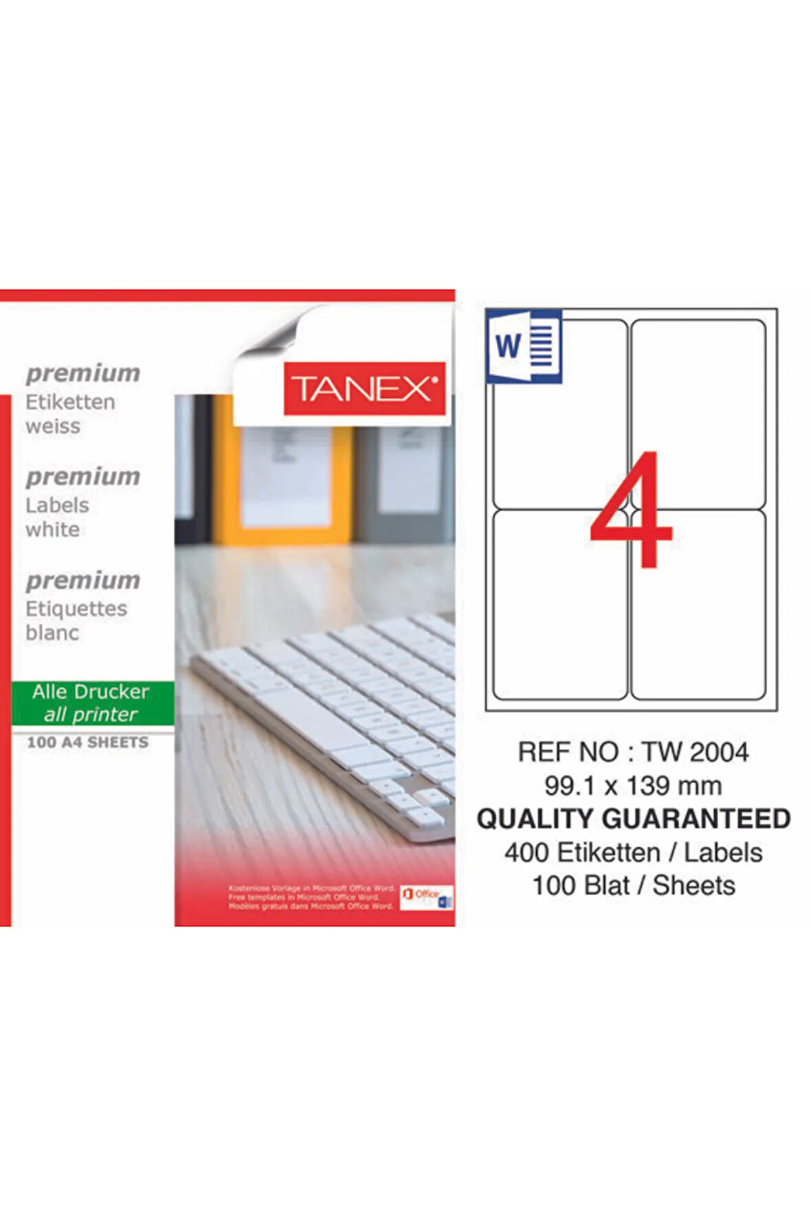Tw-2004 99.1x139 Mm Lazer Etiket 100lü