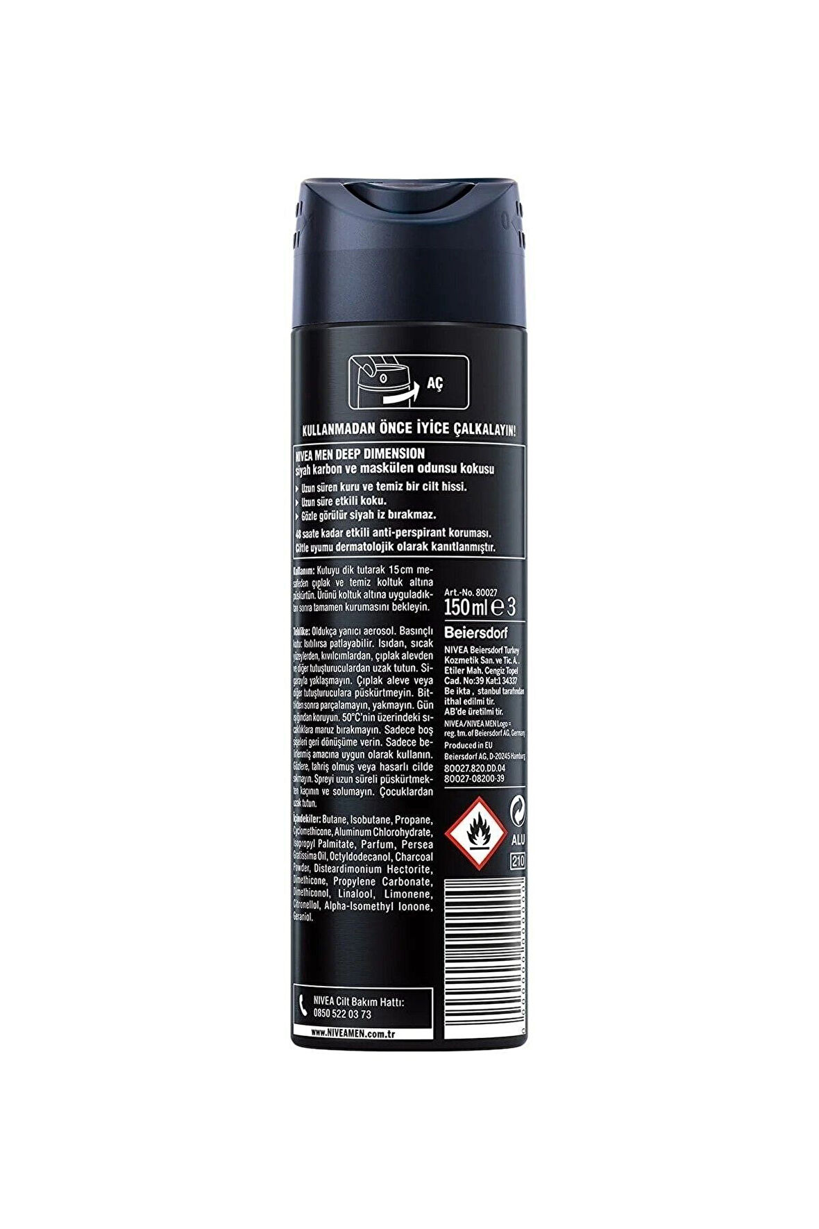 Men Deodorant Deep Dimension Dark Wood 150 ML - 6'lı Avantaj Paketi
