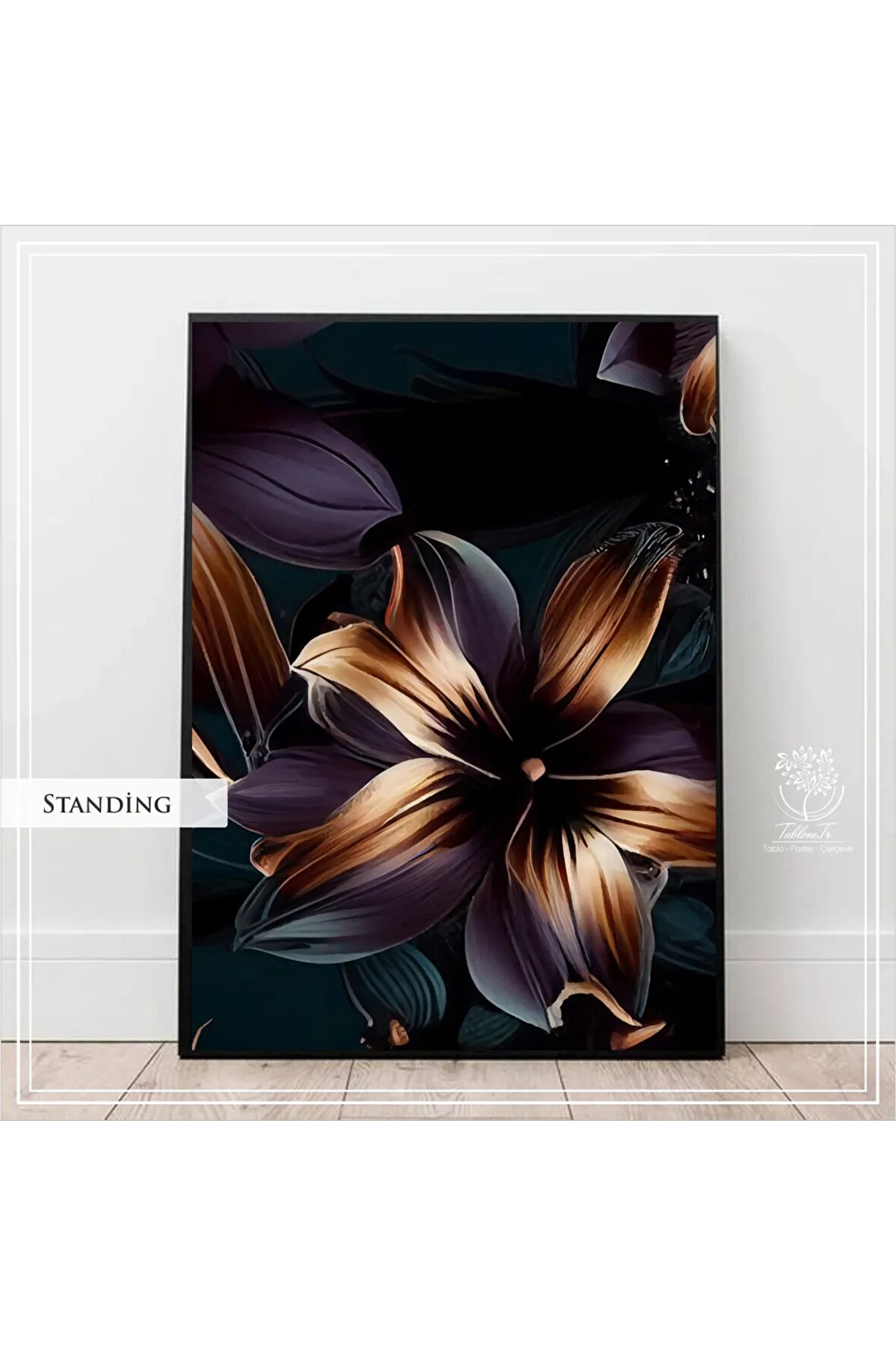 Metal Çerçeveli Gerçek Camlı Tablo Standing TekliSet