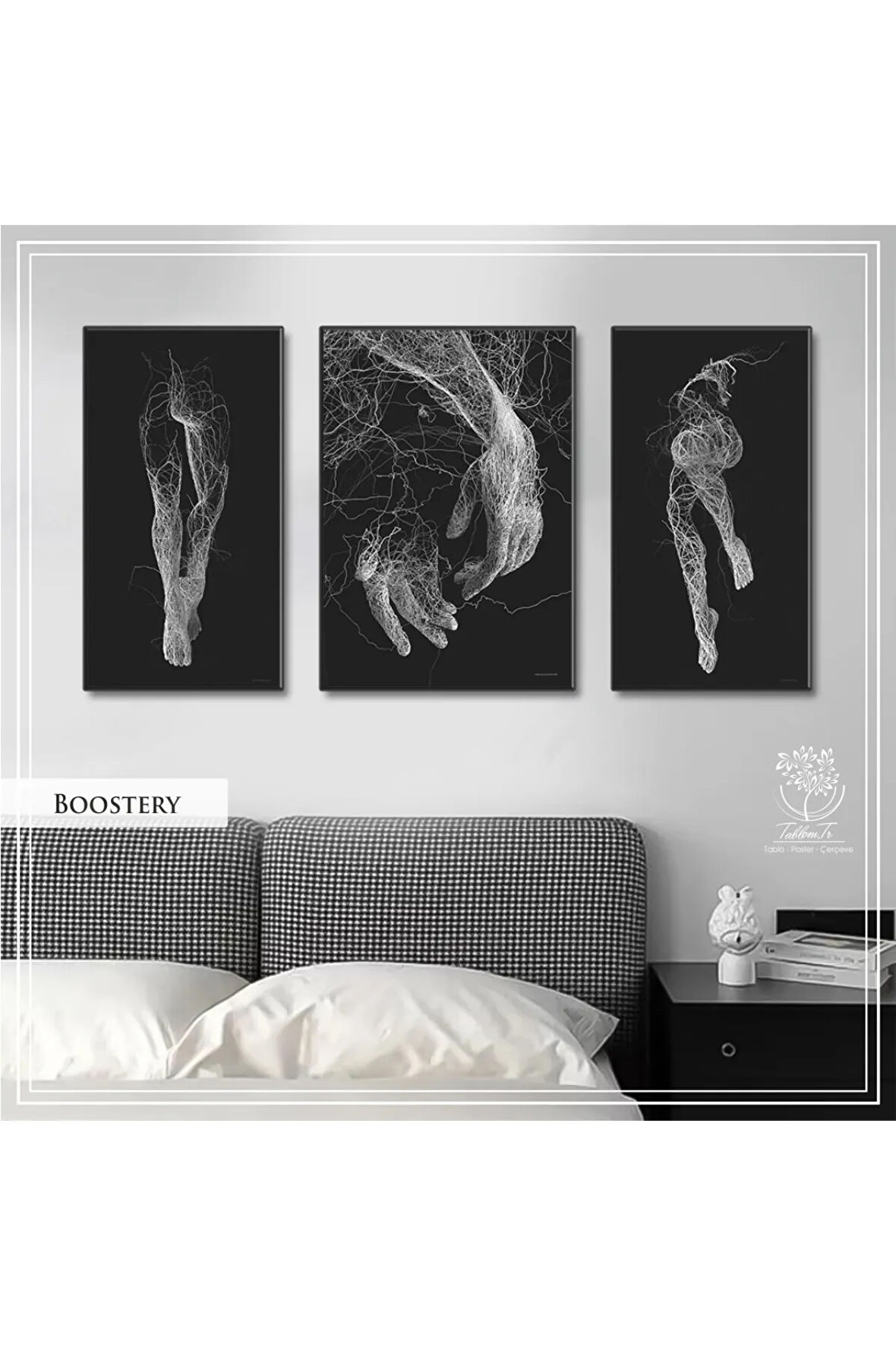 Metal Çerçeveli Gerçek Camlı Tablo BoosteryB 3 Lü Set