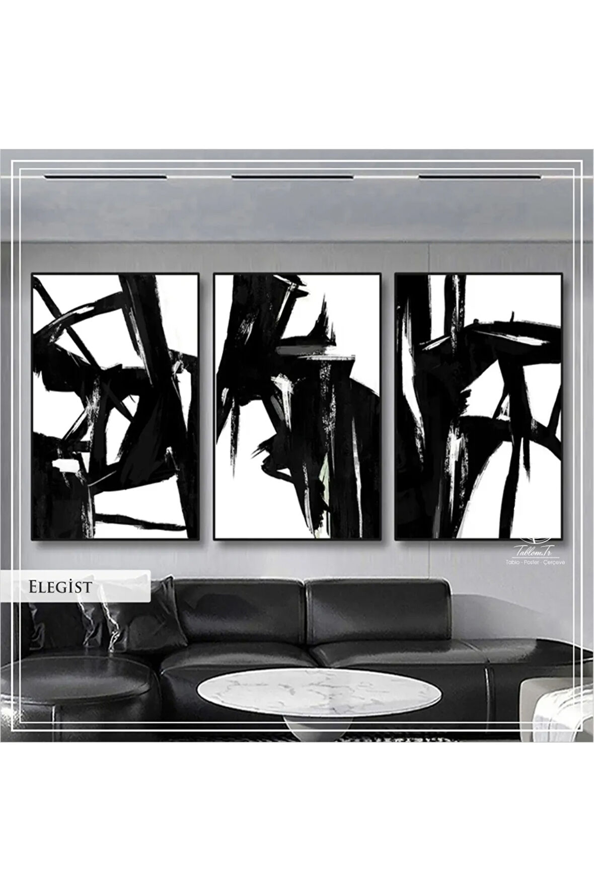 Metal Çerçeveli Gerçek Camlı Tablo Elegist 3 Lü Set