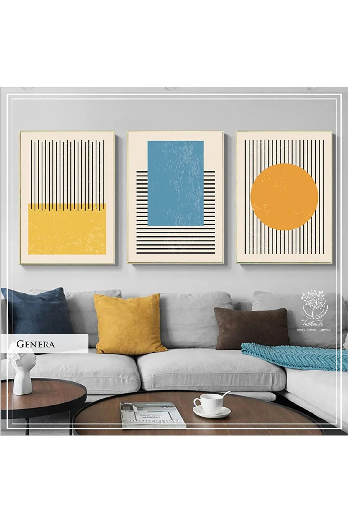 Metal Çerçeveli Gerçek Camlı Tablo GeneraA 3 Lü Set