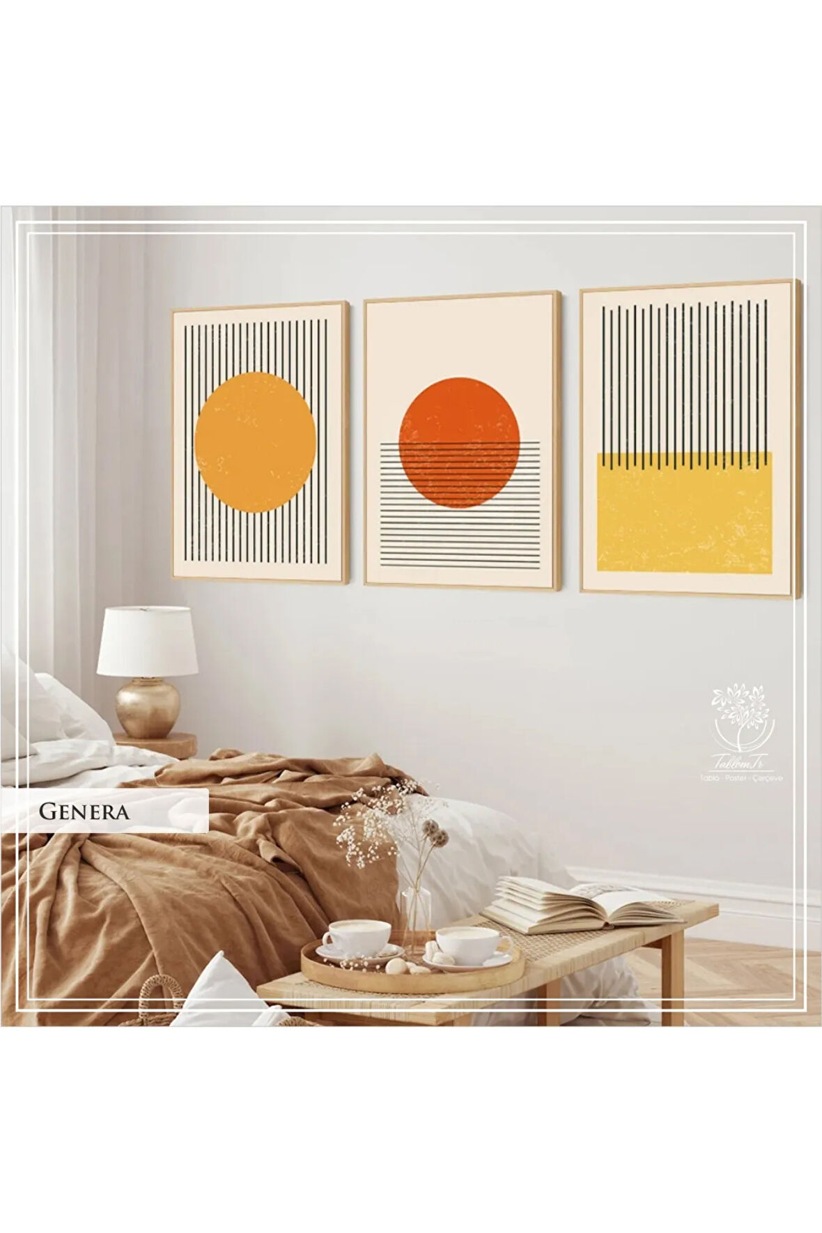 Metal Çerçeveli Gerçek Camlı Tablo GeneraB 3 Lü Set