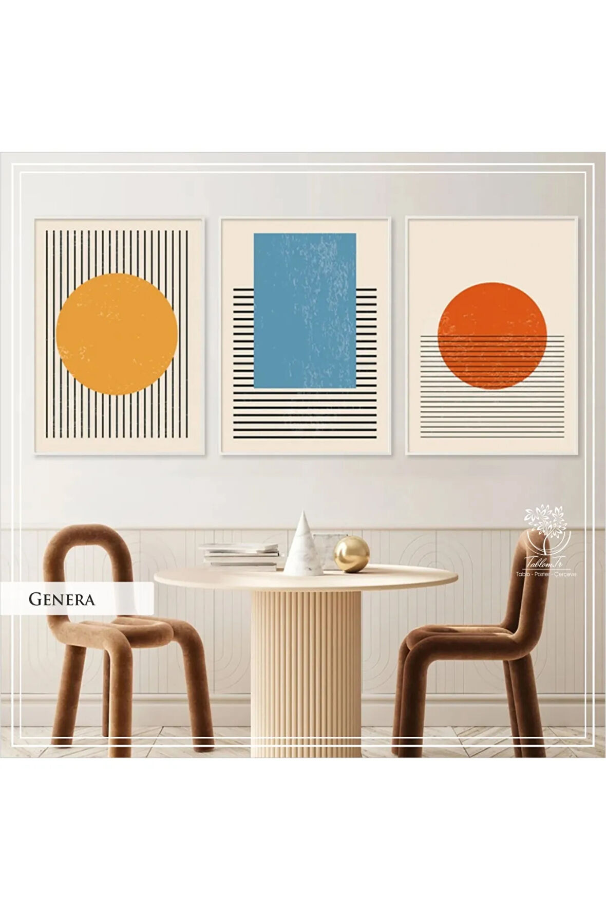 Metal Çerçeveli Gerçek Camlı Tablo GeneraC 3 Lü Set