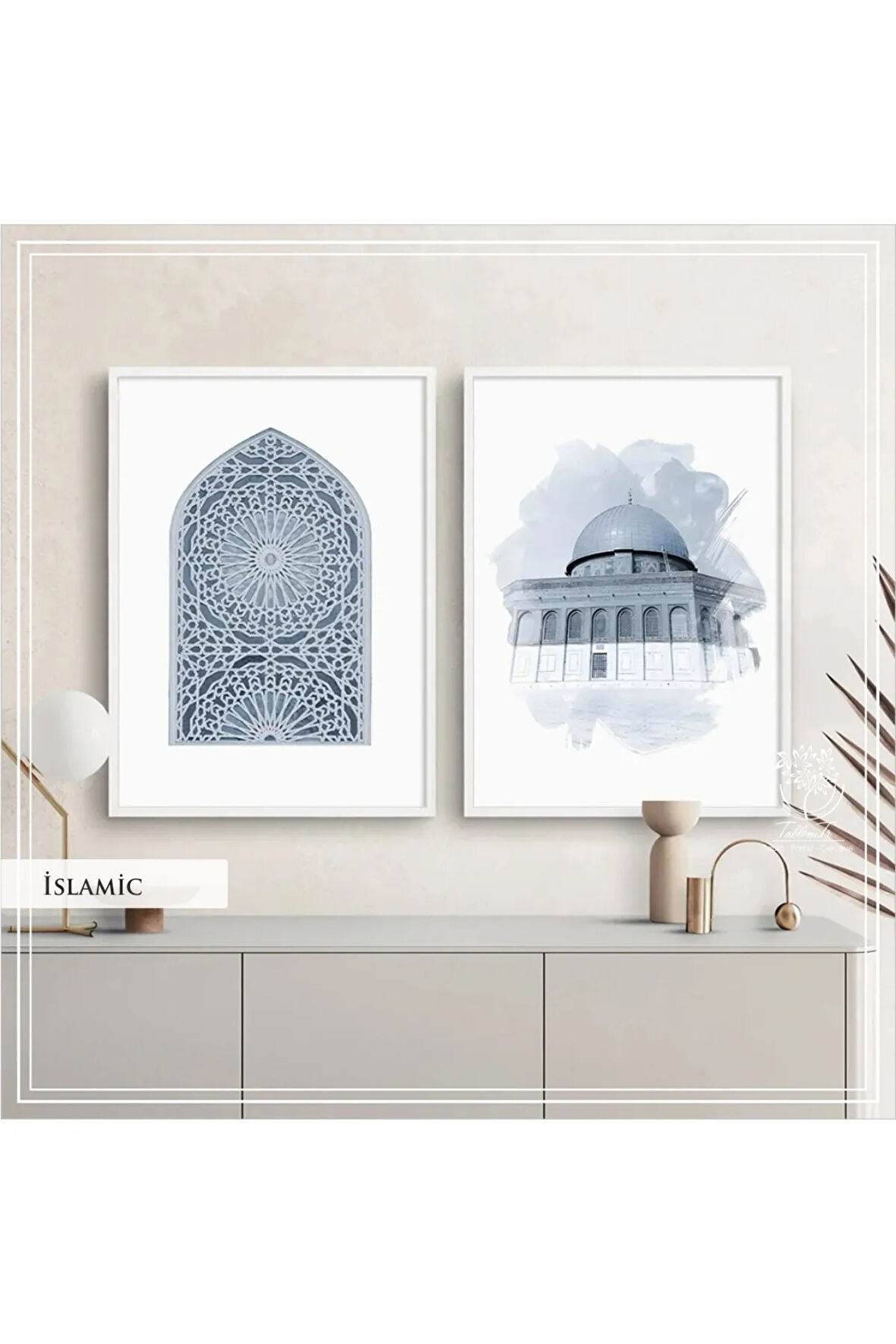 Metal Çerçeveli Gerçek Camlı Tablo İslamic 2 liSet