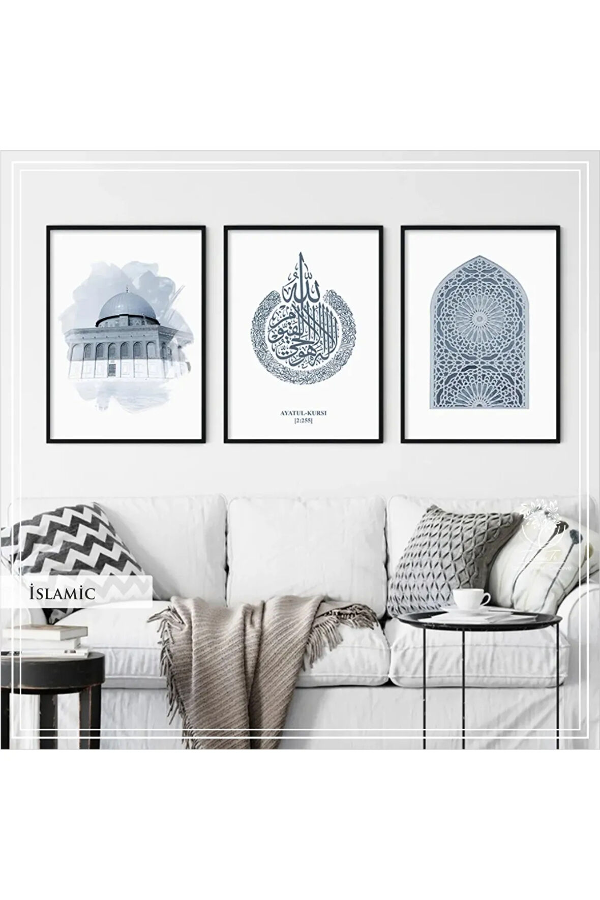 Metal Çerçeveli Gerçek Camlı Tablo İslamicB 3 Lü Set