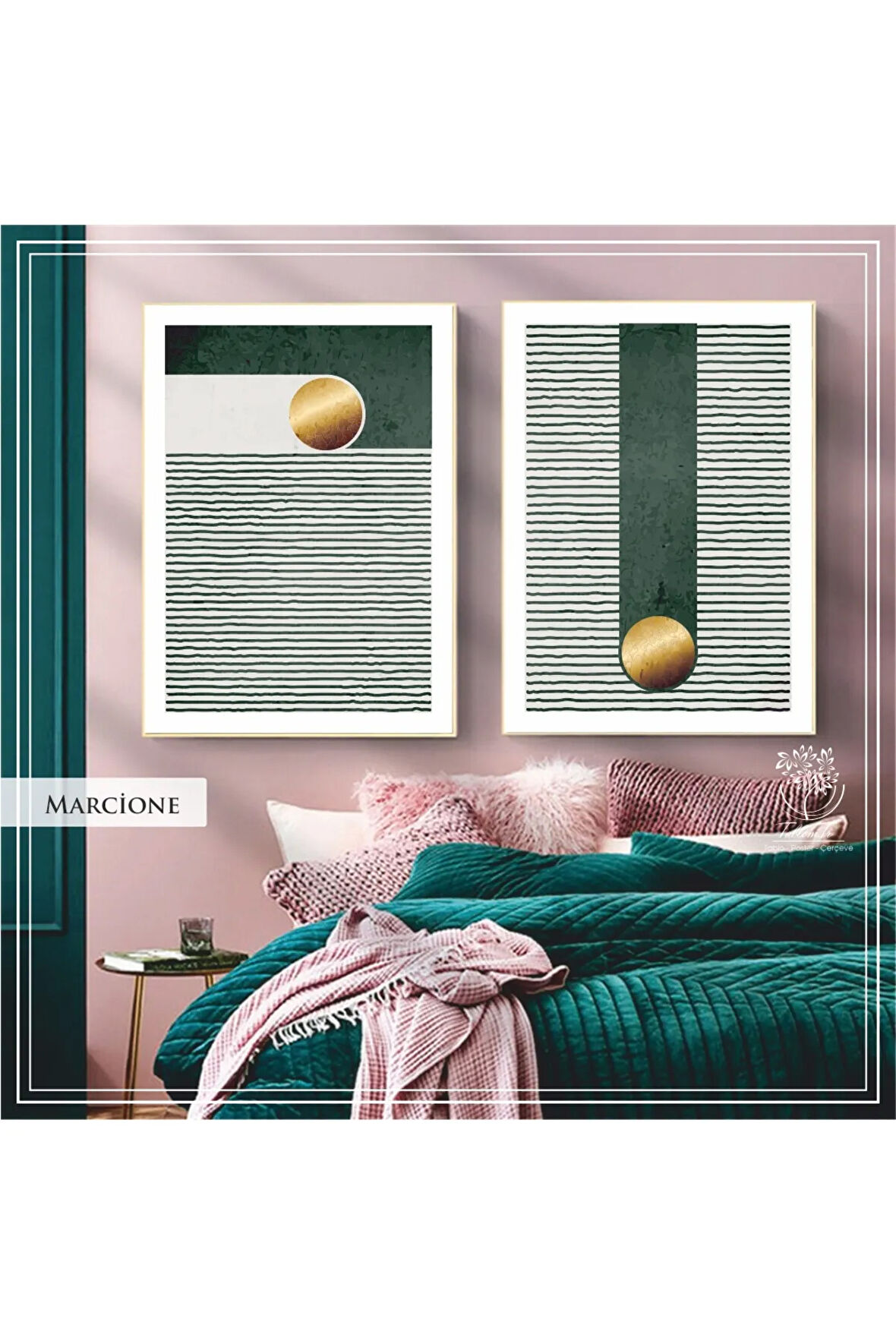 Metal Çerçeveli Gerçek Camlı Tablo Marcione 2 liSet