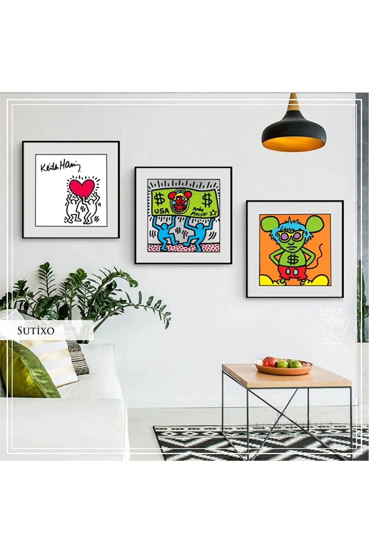 Metal Çerçeveli Gerçek Camlı Tablo Sutixo 3 lü Set