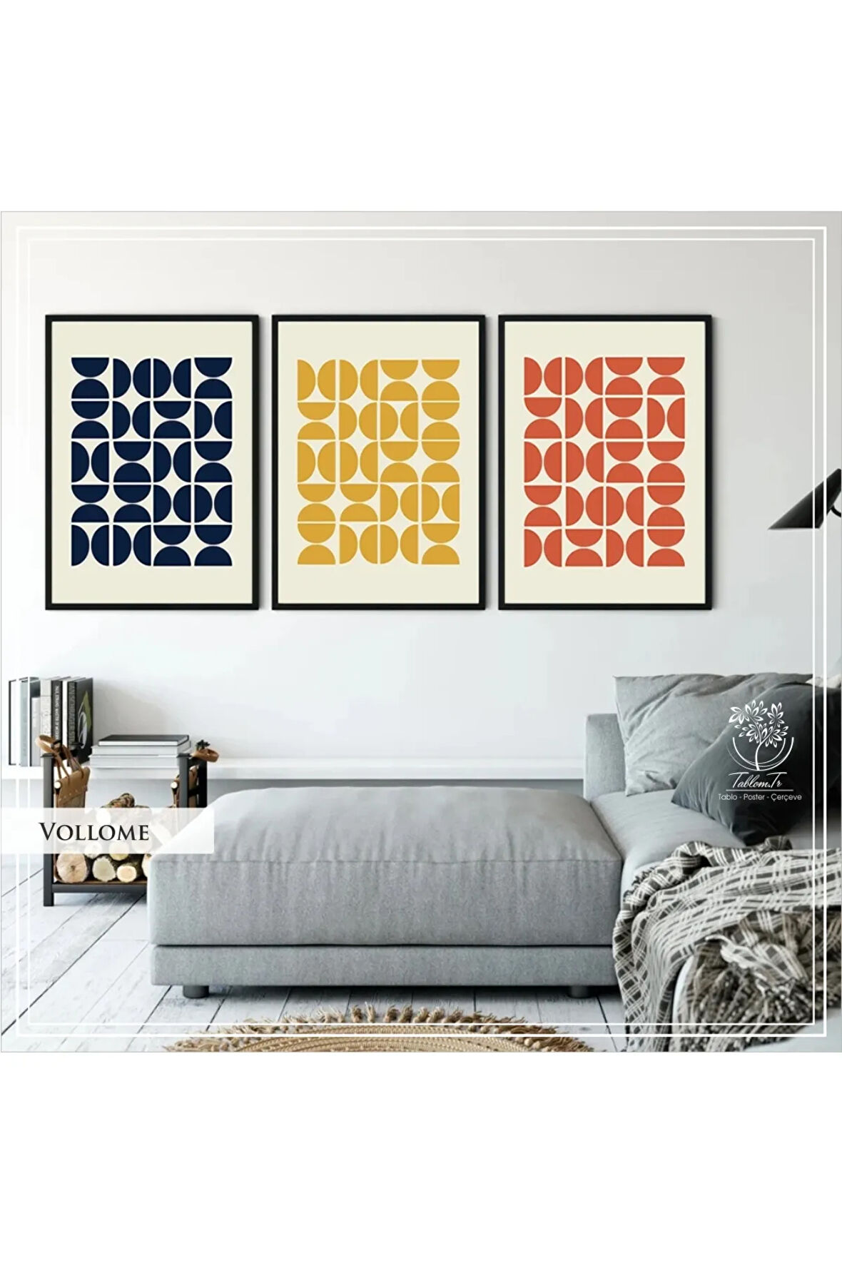 Metal Çerçeveli Gerçek Camlı Tablo VellomeA 3 Lü Set