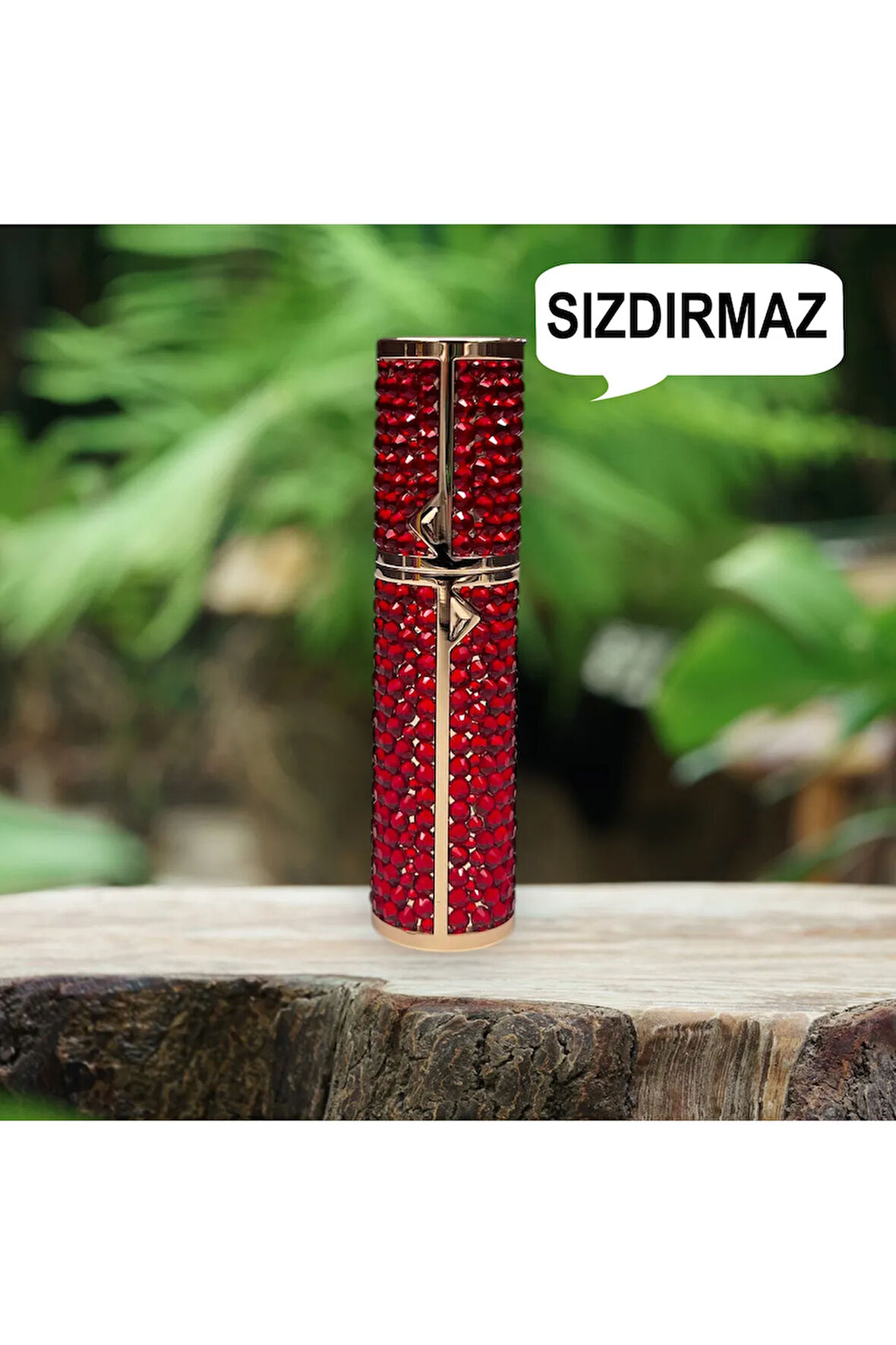 Taşlı Sızdırmaz Taşınabilir Mini Doldurulabilir Boş Küçük Seyahat Cep Parfüm Şişesi-Kırmızı