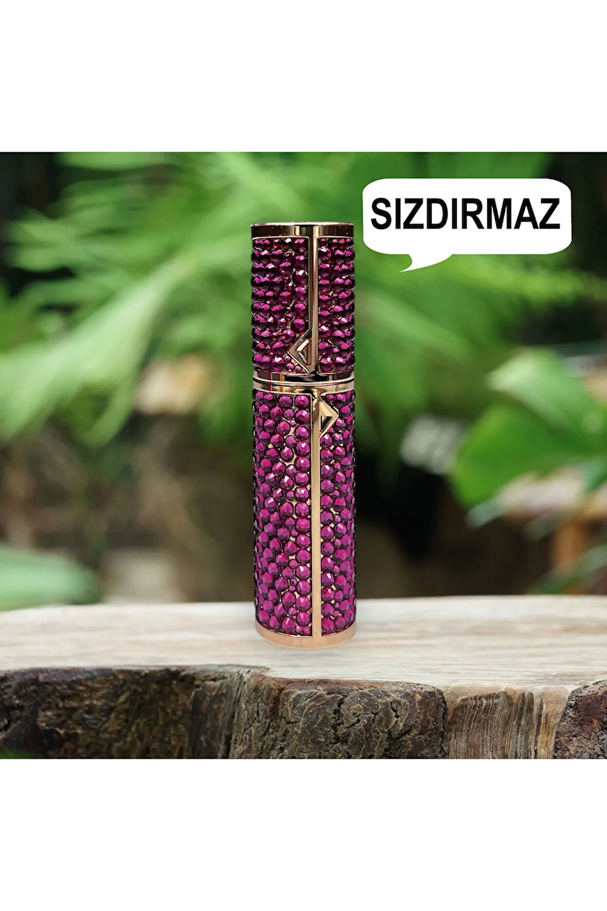 Taşlı Sızdırmaz Taşınabilir Mini Doldurulabilir Boş Küçük Seyahat Cep Parfüm Şişesi-Fuşya