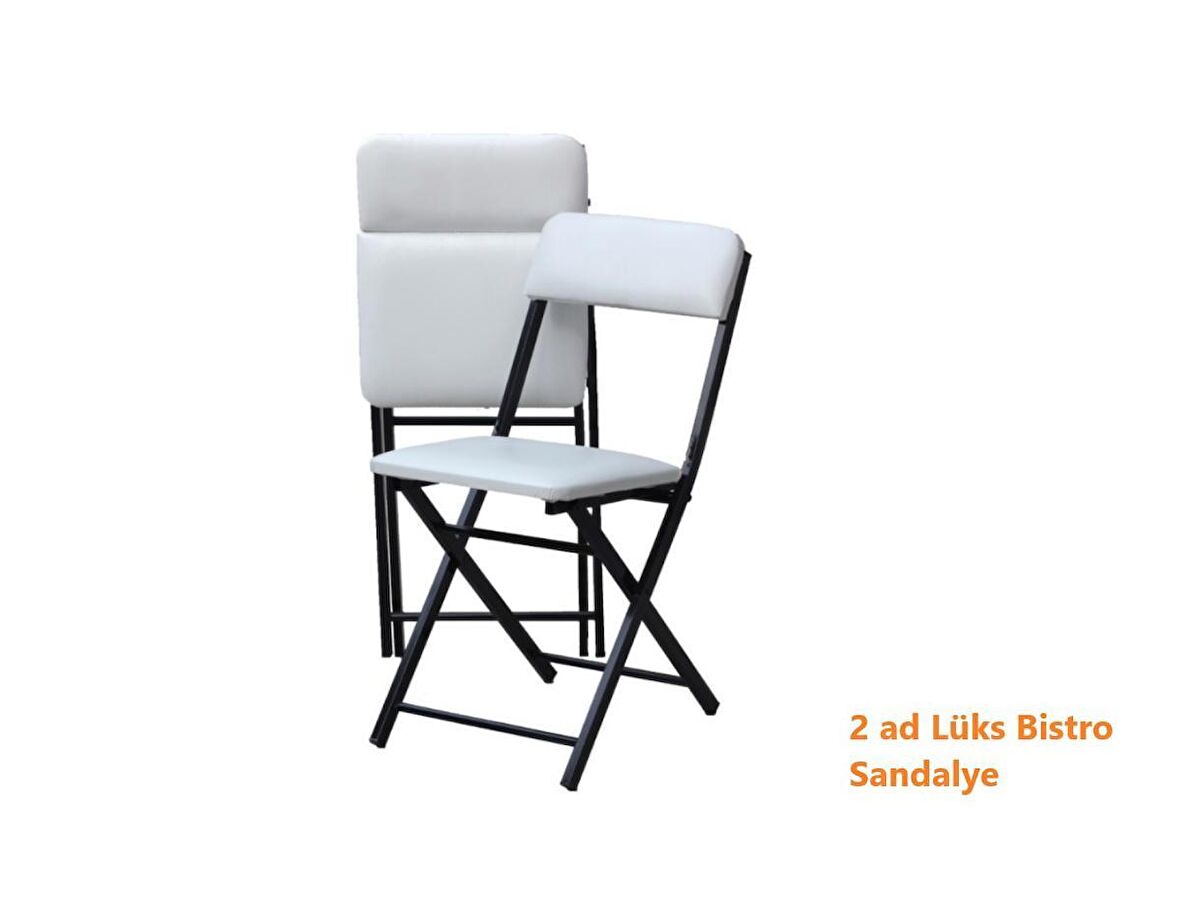 Sandalye Lüks Bistro İki Adet Beyaz Deri