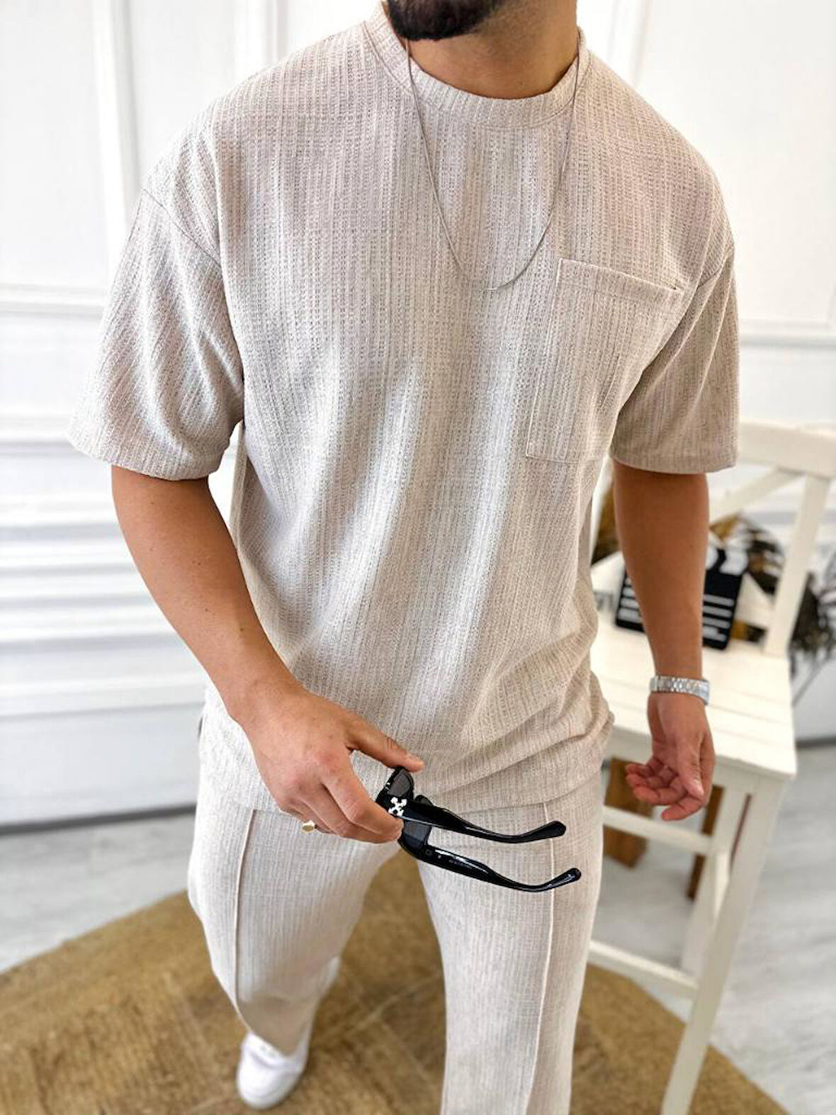T-Shirt Nefes Alabilen Terletmez Kumaş Bisiklet Yaka Oversize Tshirt Cepli Tişört