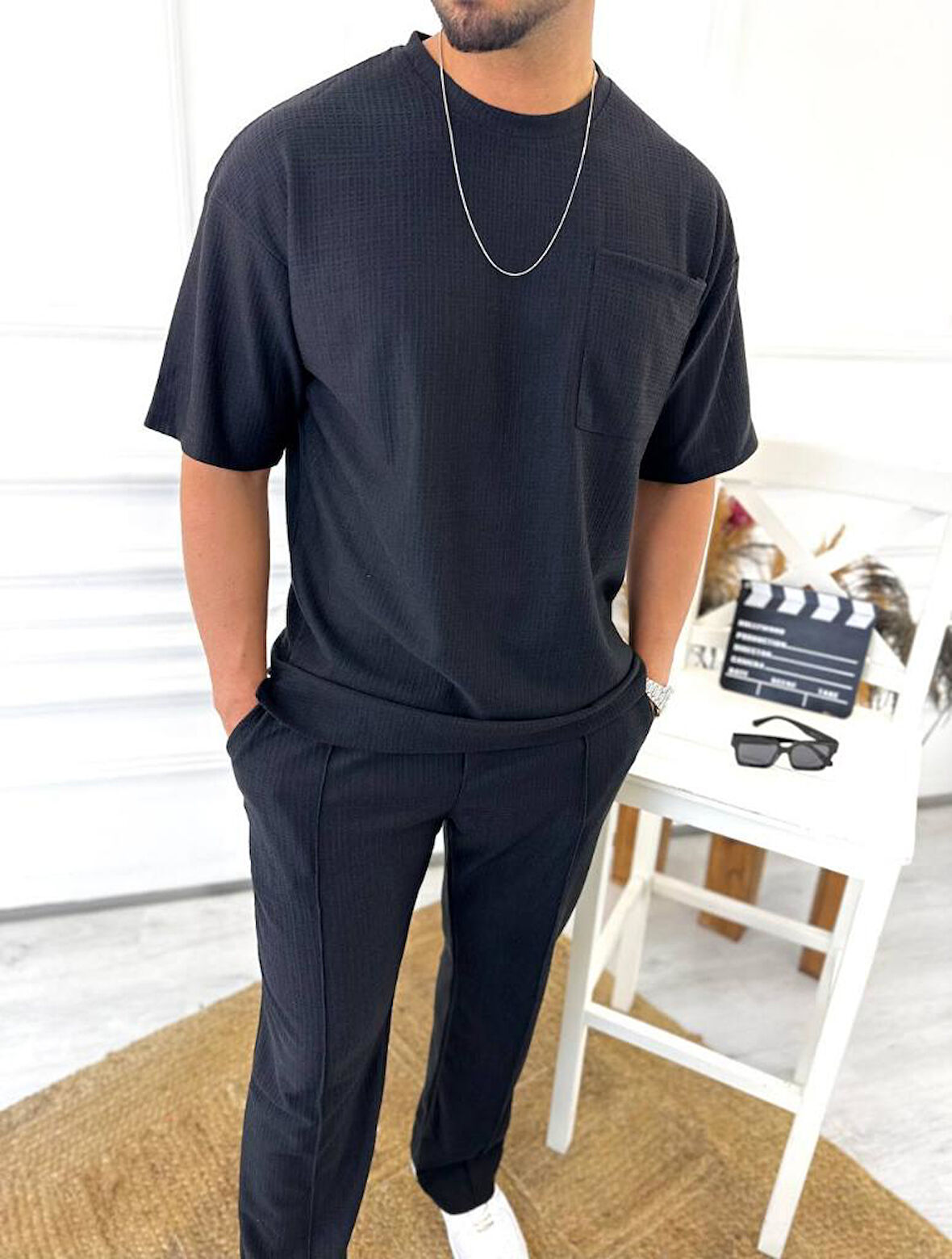 T-Shirt Nefes Alabilen Terletmez Kumaş Bisiklet Yaka Oversize Tshirt Cepli Tişört
