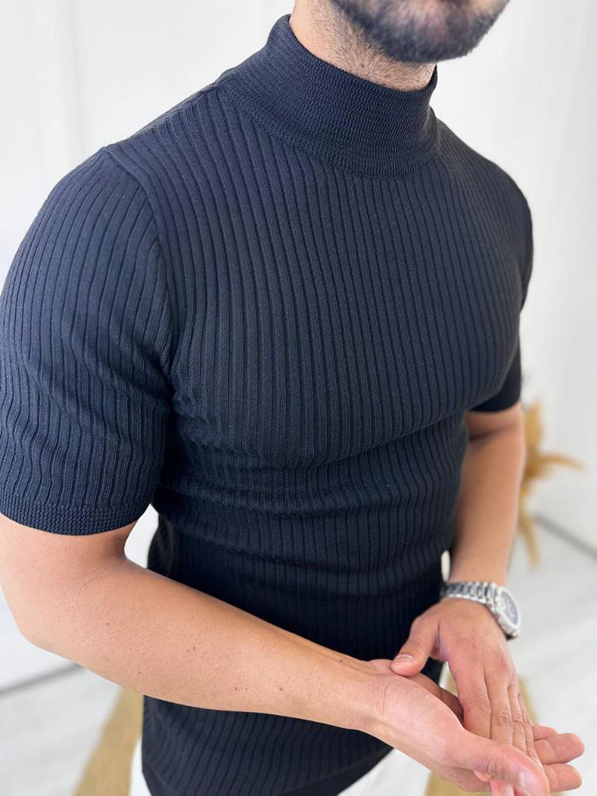 Tişört Yarım Boğazlı Tişört Nefes Alabilen Terletmez Pamuklu Tshirt Slim Fit T-Shirt