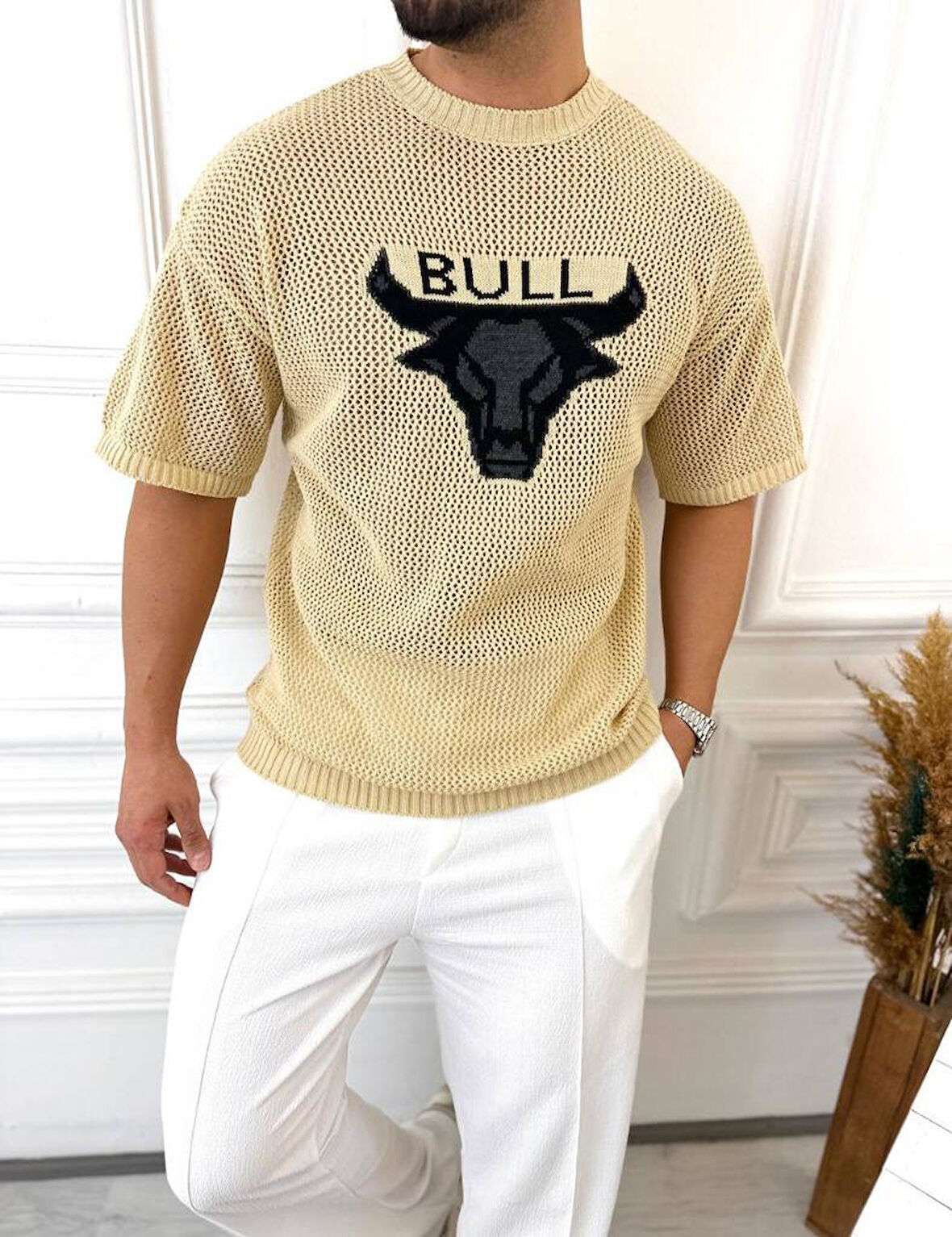 T-Shirt Nefes Alabilen Terletmez Pamuklu Fileli Tişört Oversize Tshirt Bull