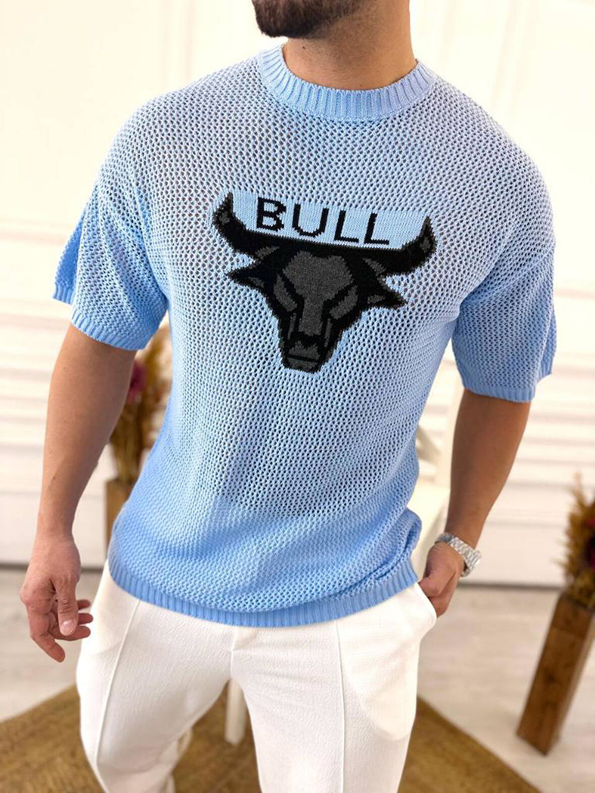 T-Shirt Nefes Alabilen Terletmez Pamuklu Fileli Tişört Oversize Tshirt Bull