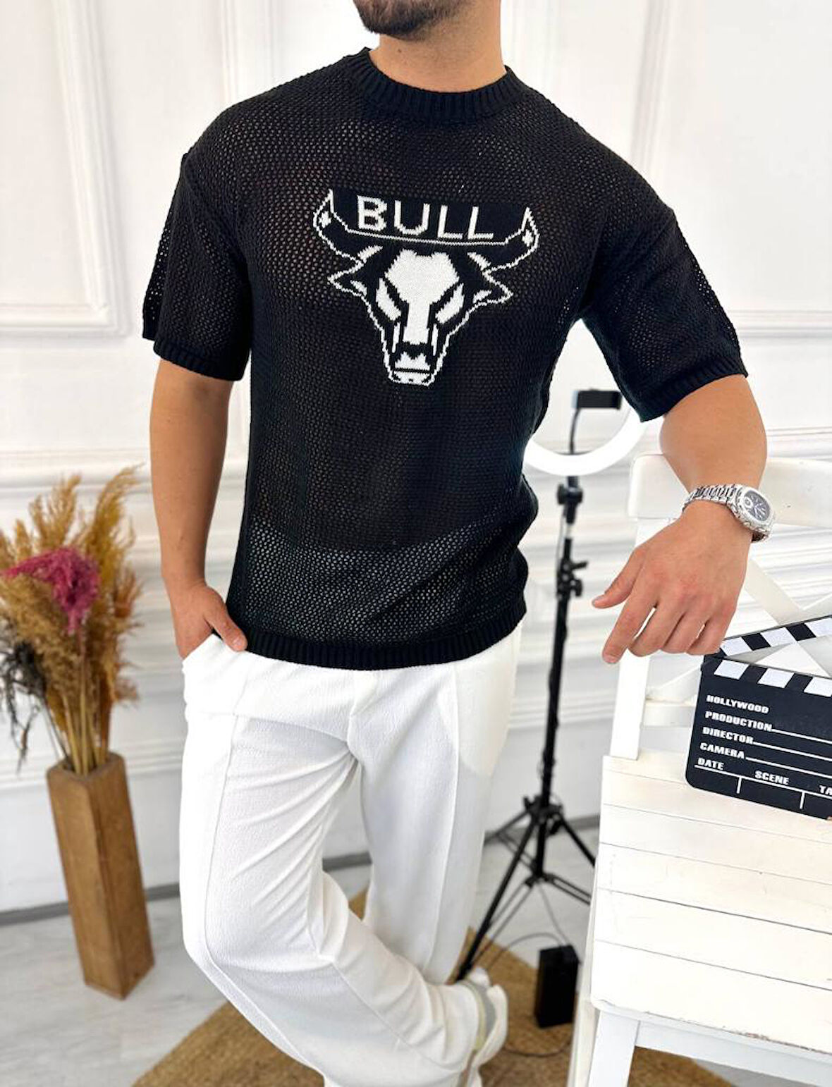 T-Shirt Nefes Alabilen Terletmez Pamuklu Fileli Tişört Oversize Tshirt Bull