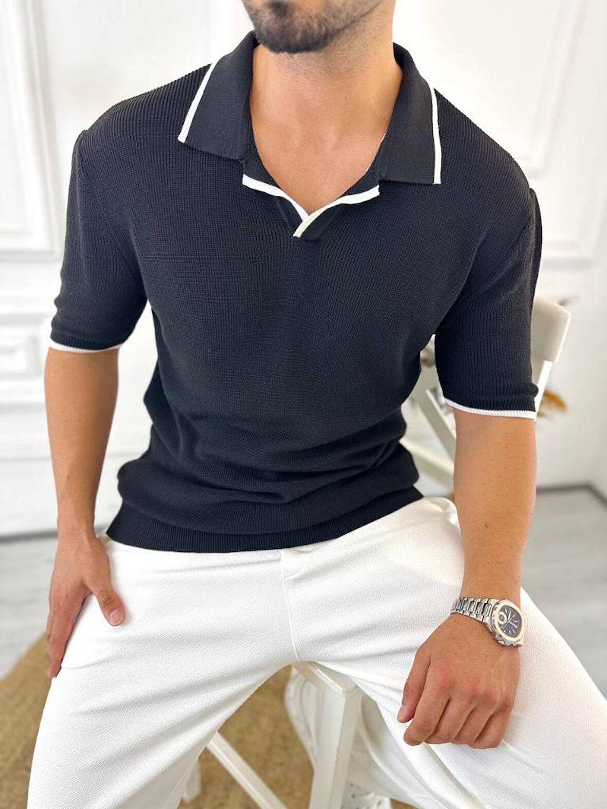Tişört Terletmez Pamuklu T-Shirt Yumuşak Dokulu Oversize Tshirt Polo Yaka Rahat Kesim Tişört