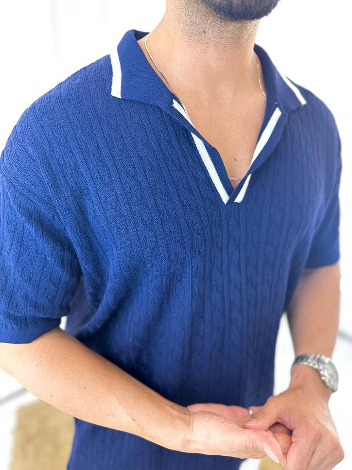 Tişört Terletmez Pamuklu T-Shirt Yumuşak Dokulu Oversize Tshirt Polo Yaka Rahat Kesim Tişört