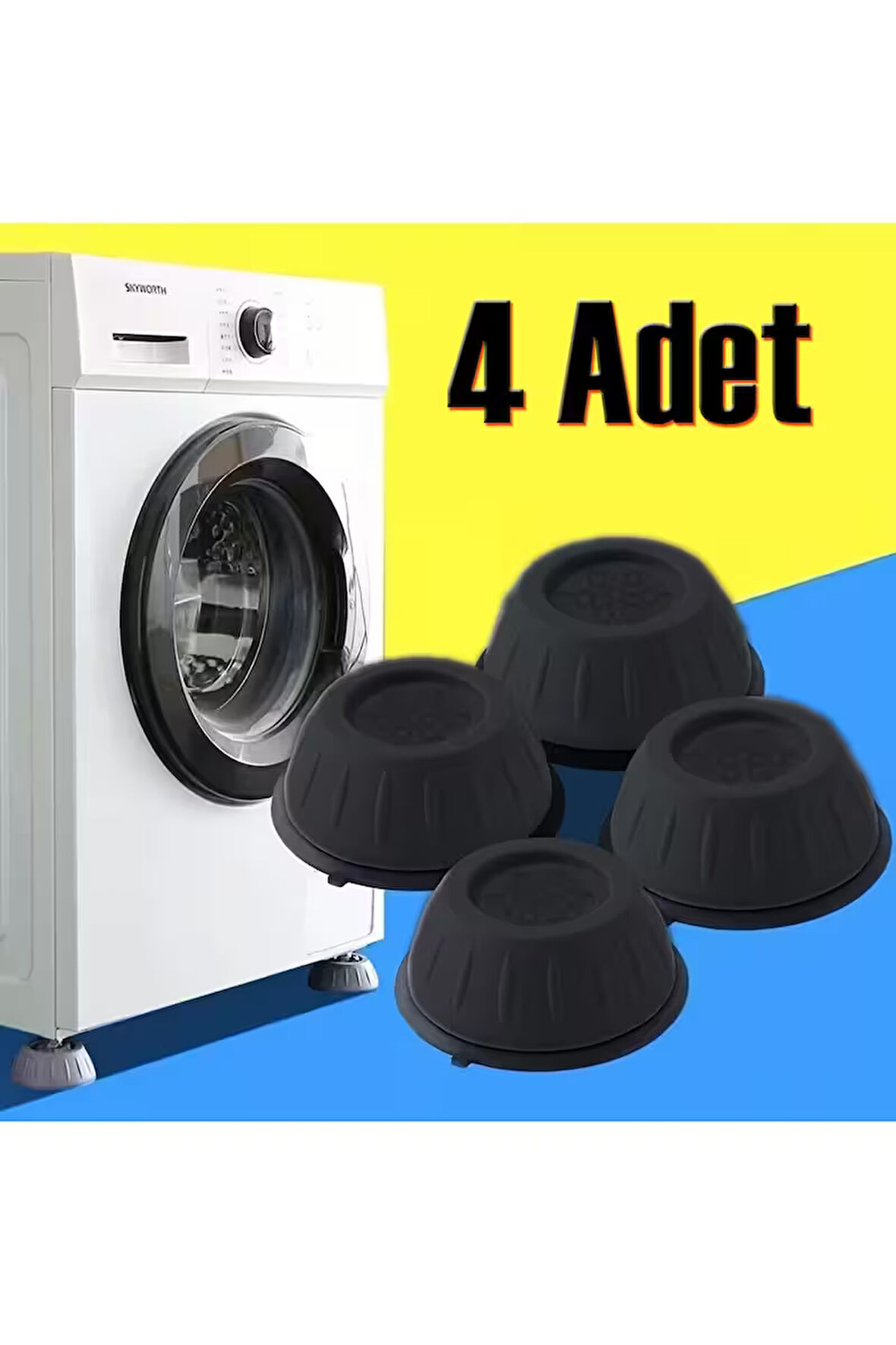 Çamaşır Makinesi Titreşim Önleyici Kaydırmaz Vantuzlu Ayak Stoper 4 Adet Kanepe Yatak Masa Yükseltme