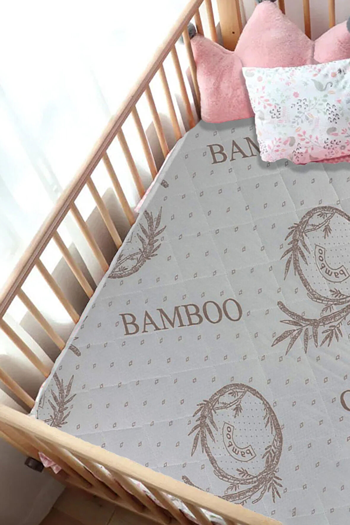 1ADET Bebek Park Yatak Anne Yanı Bebek Yatağı Ortopedik Sünger Bamboo Bebek Yatak Beşik Park Yatağı